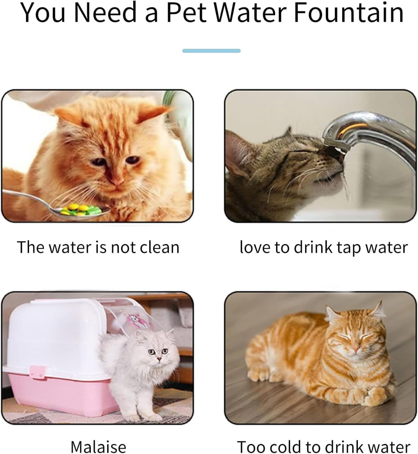 Cat Water Fountain, 2L Automatic Cat Fountain, Pet Water Fountain with Motion Sensor, Filters and Ultra Quiet Pump, for Large Dogs and Small to Medium Animals image number 4