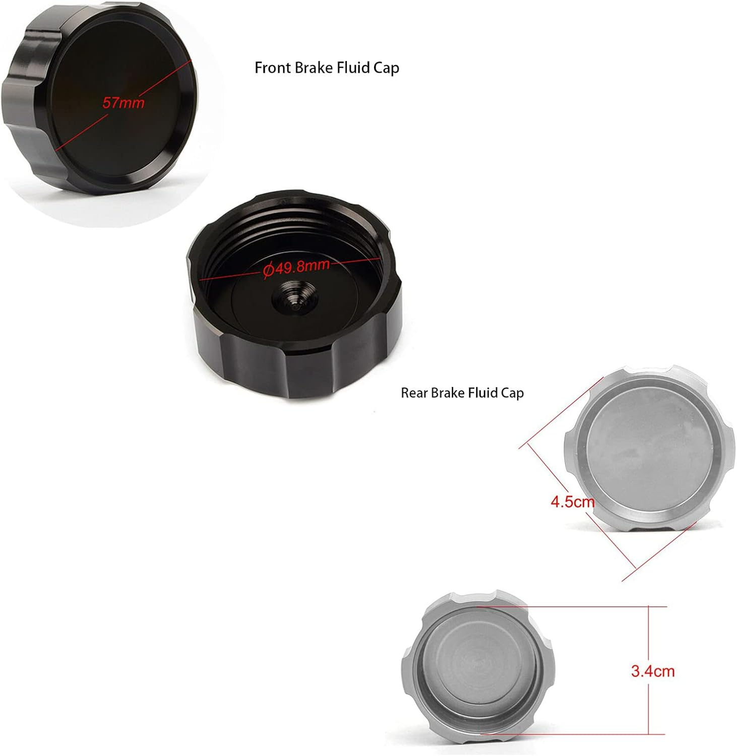 MOWOK for YAMAHA YZF R7 YZF-R7 YZFR7 2021 2022 2023 2024 2025 Motorcycle Accessories Front Rear Brake Fluid Oil Cylinder Reservoir Cover (Red)