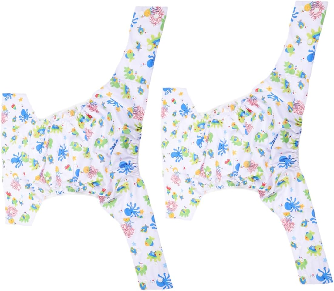 Generic 2Pcs Diapers Reusable Diapers Cloth Diapers Care Diapers Adjustable Pants Adults Diapers Mens Diapers Polyester image number 2
