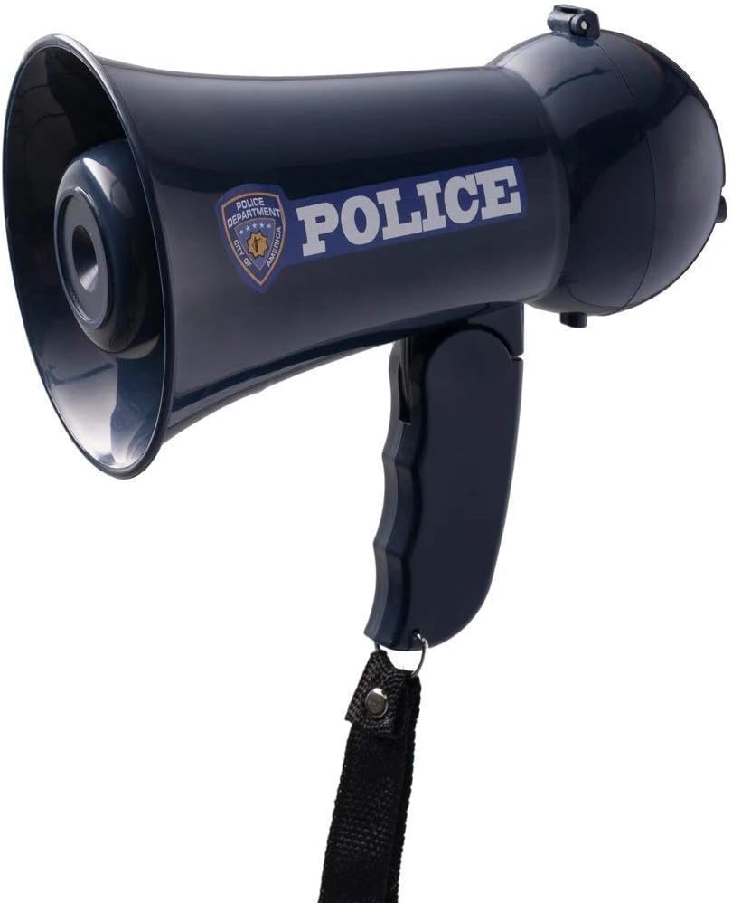 Dress up America Police Officer Role Play Megaphone with Siren Sound for Kids - Role Play Bull Horn with Siren Sound and Handheld Microphone Toy
