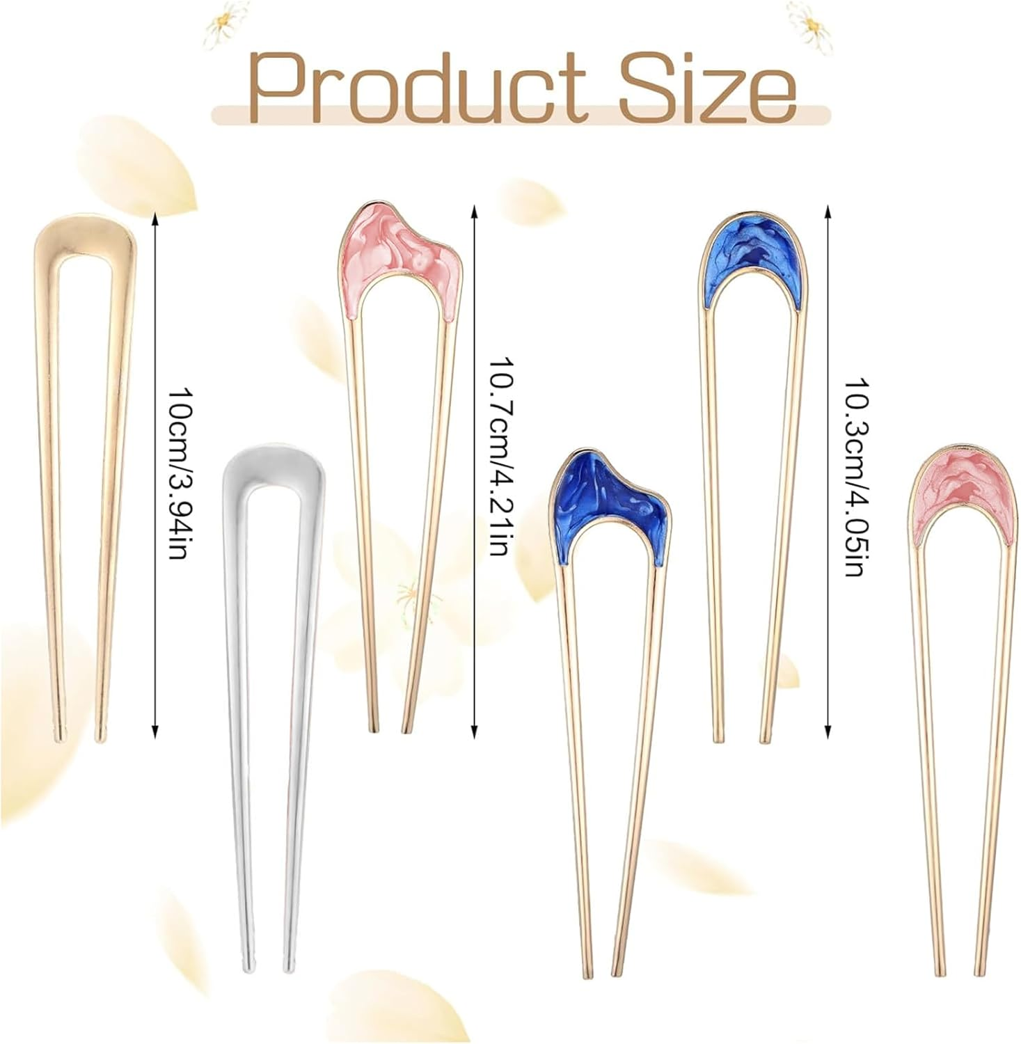 Vintage Metal U Pins for Hair Bun - Set of 6, U Shaped French Twist Hair Pins, Gold & Silver Chignon Hair Forks for Women - Stylish Accessories for Thick & Thin Hairstyles image number 1