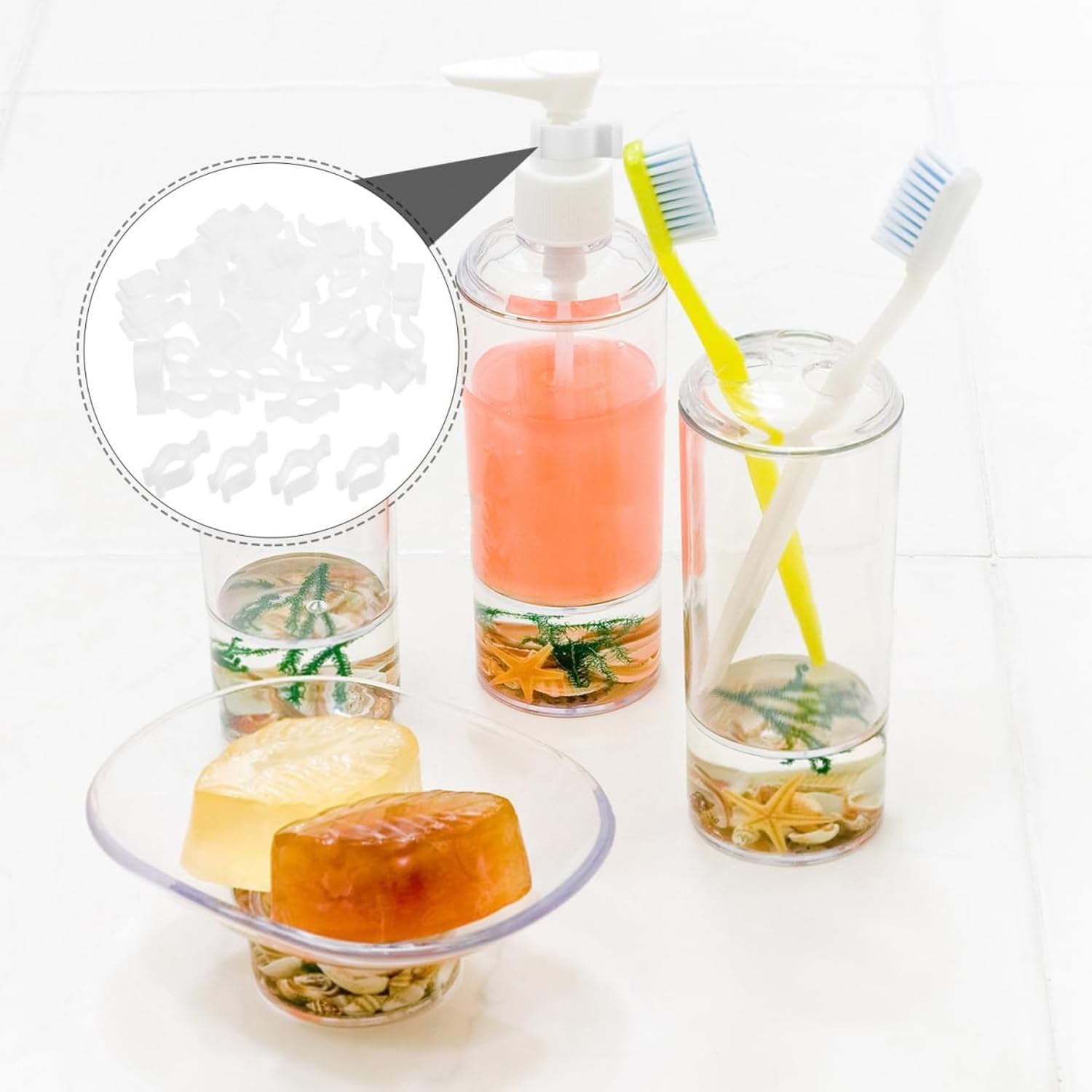 Lexziuo 30PCS Leakproof Cosmetic Bottle Pump Clip, PP Material Pump Lock Clips for Shampoo Lotion Dispensers, Leak-Proof Travel Cap for Skincare Haircare Bottles image number 5