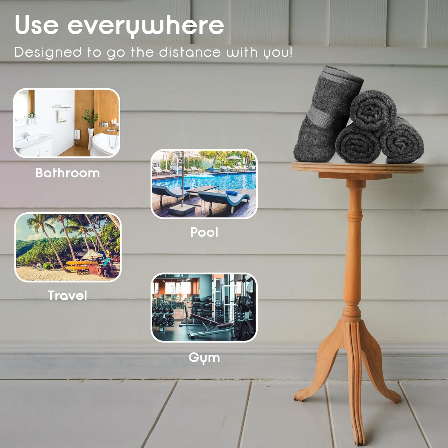 Premium Bamboo Cotton Bath Towels - Natural, Ultra Absorbent and Eco-Friendly 80Cm X 130Cm (Grey) (4 Piece Set) - White image number 4