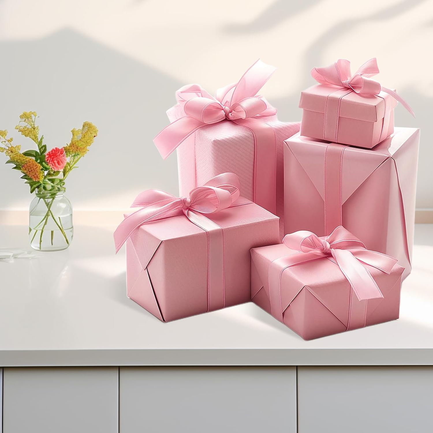 6 Rolls Pink Satin Ribbon 1-1/2 Inch Assorted Pink Satin Ribbons Solid Color Satin Ribbon Set for Gift Wrapping Flower Bouquet Wedding Valentine'S Day Mother'S Day, 5 Yards Each Color, Total 30 Yards image number 6