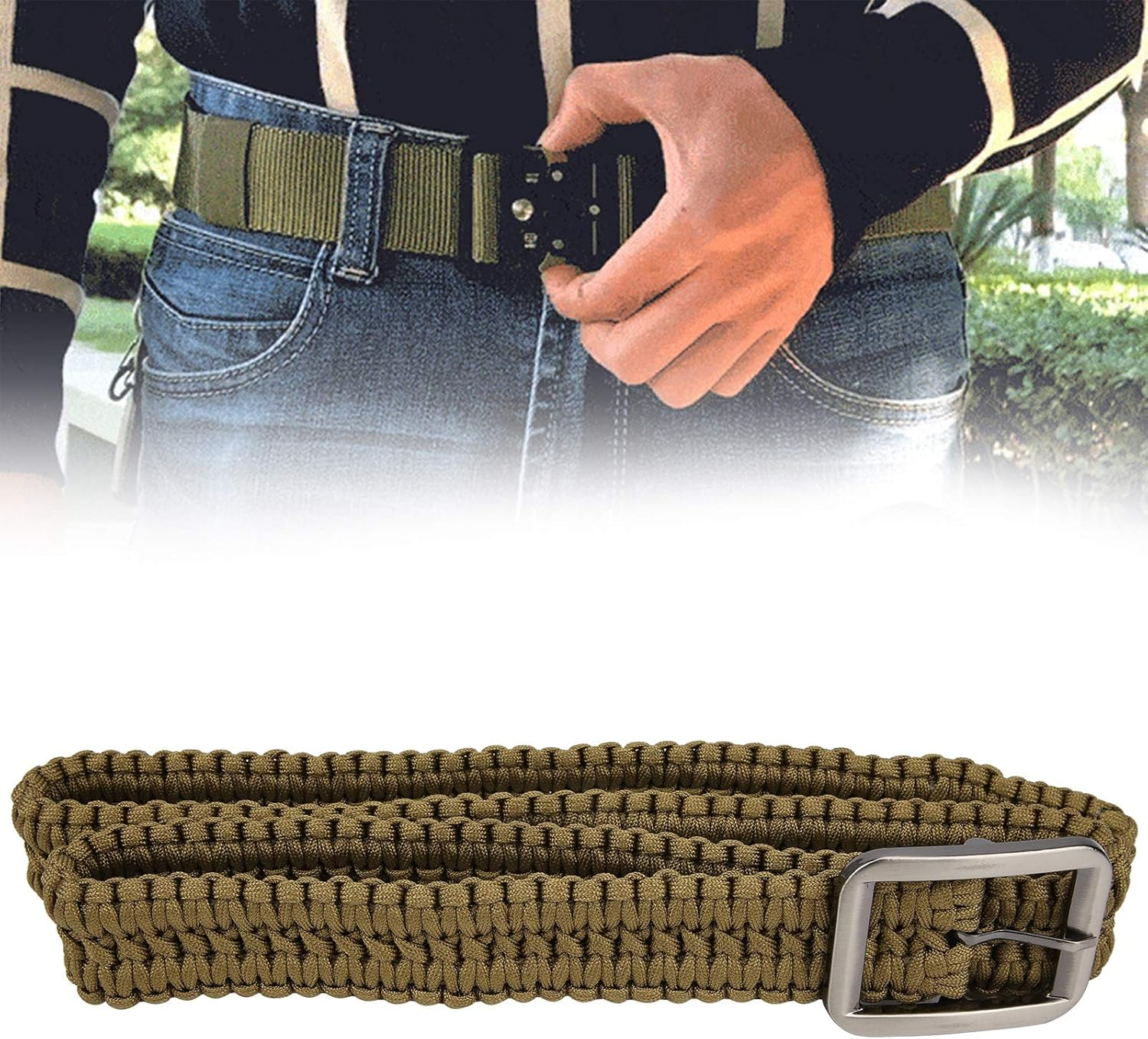 Adventure Belts, Umbrella Rope Belt, Anti‑Rust Hunting Use for Outdoor Camping Wilderness Survival(Olive Green) image number 1