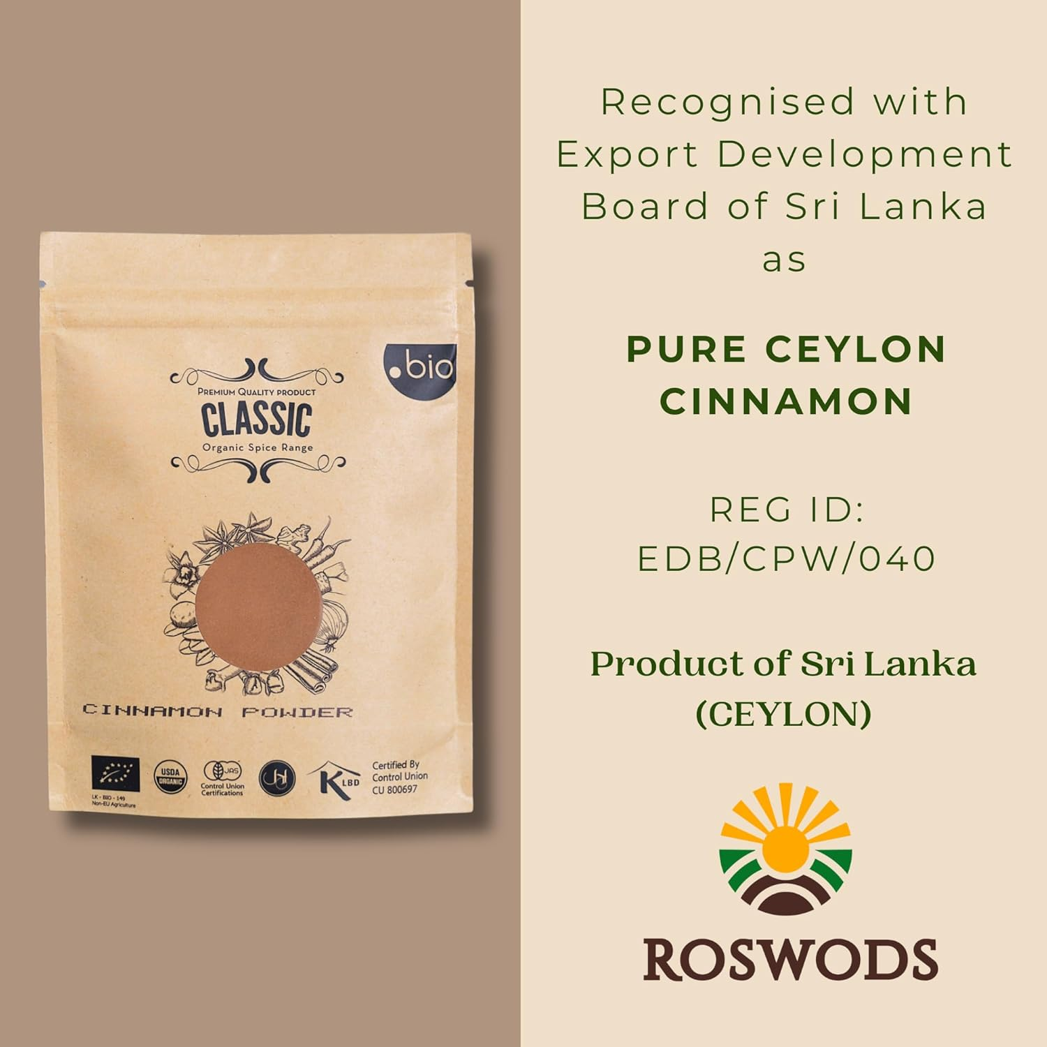 Ceylon Cinnamon Organic Powder | Product of Sri Lanka | 50G | USDA Certified - Halal Certified- Kosher Certified image number 6