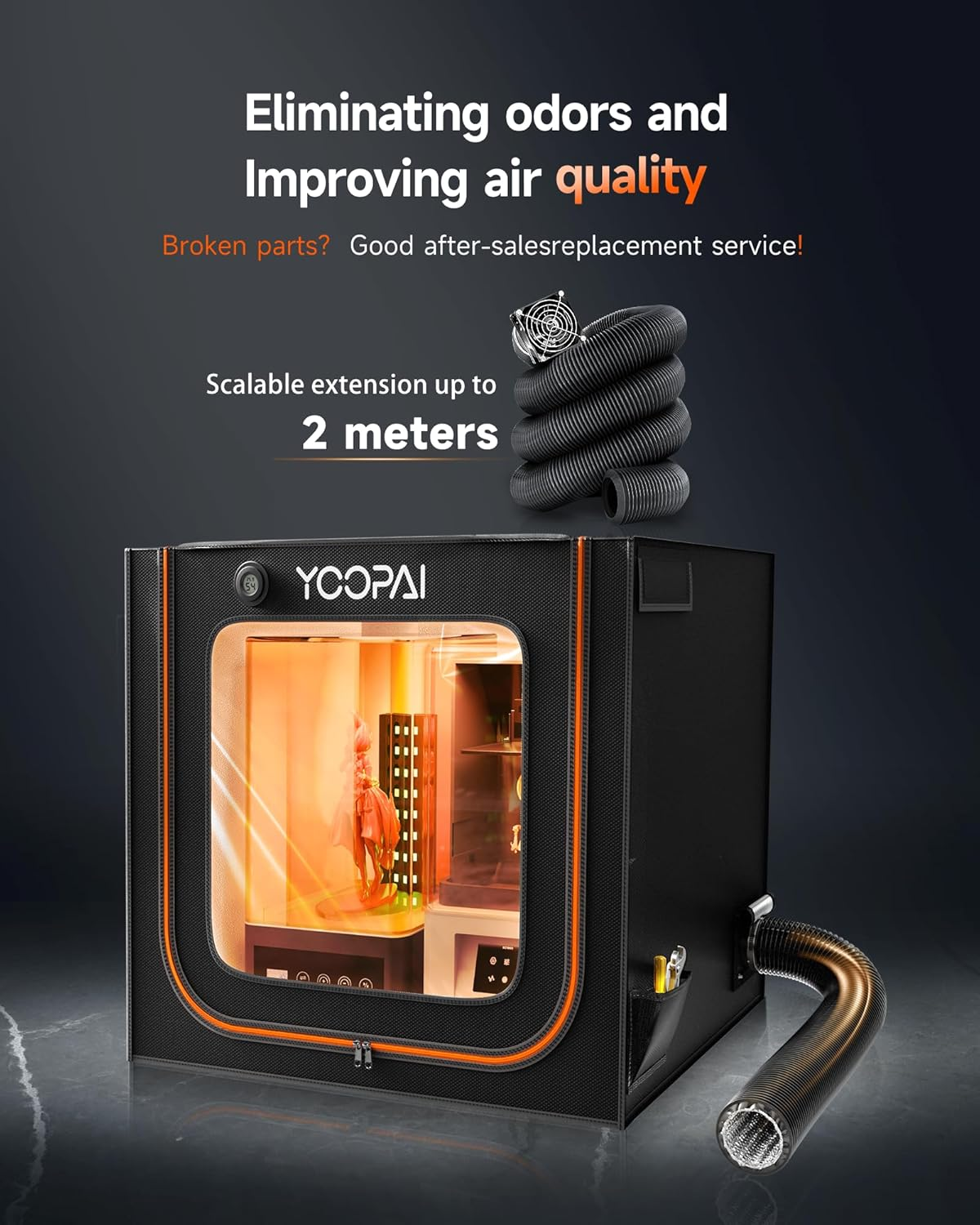 Large Resin 3D Printer Enclosure with Ventilation Kit LED Light, 3D Printer Vented Enclosure Tent Cover Eliminate Odors Dustproof Isolate Noise Compatible with LCD Resin UV 3D Printer