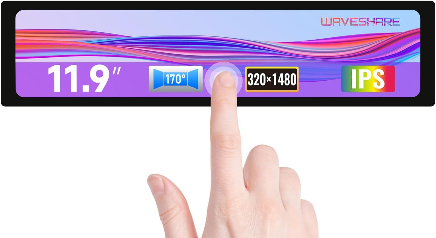 Waveshare 11.9Inch Capacitive Touch Screen LCD for Raspberry Pi Jetson Nano 320&times;1480 Hdmi-Compatible IPS Display Monitor for Windows