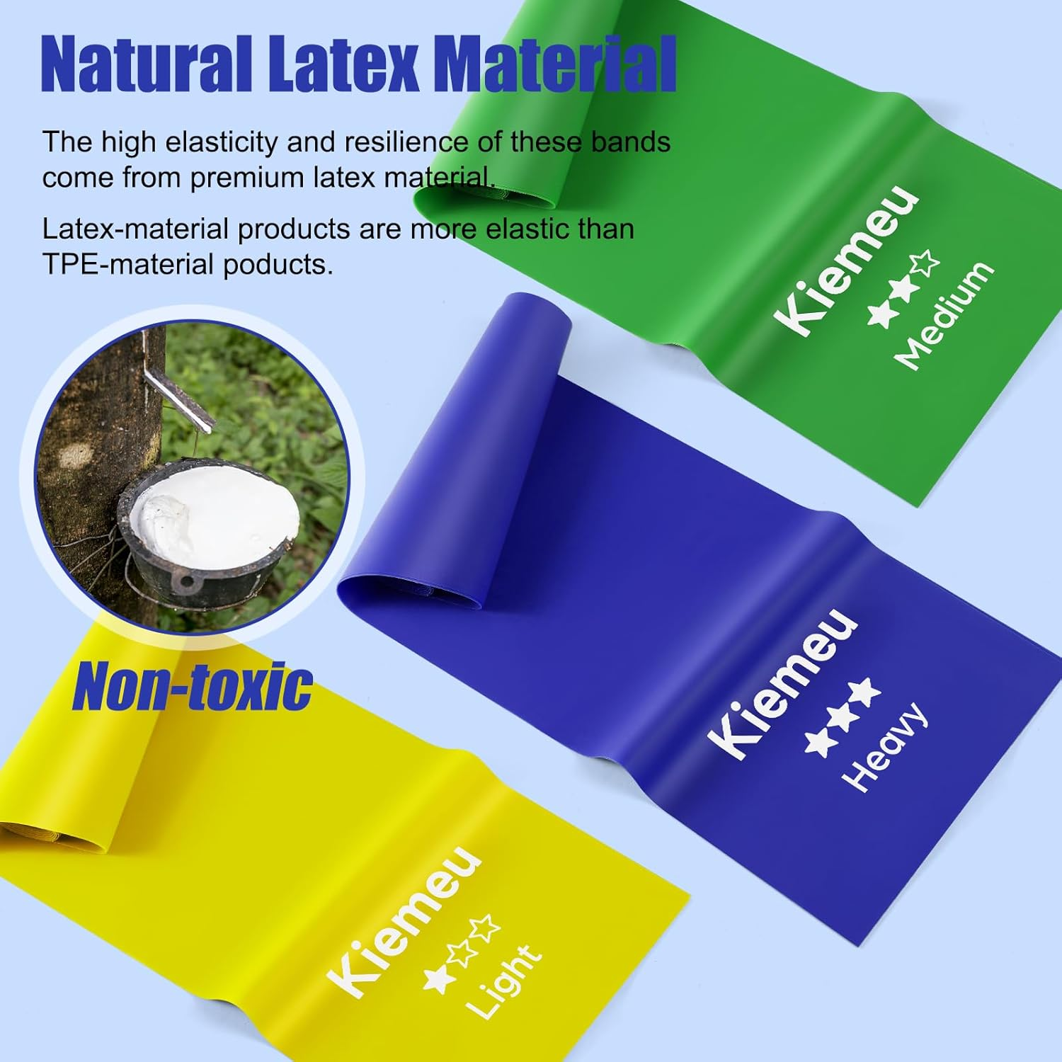 Kiemeu Pilates Bands Resistance for Women Exercise Stretch Bands for Physiotherapy, 1.8M Latex Flat Band image number 4