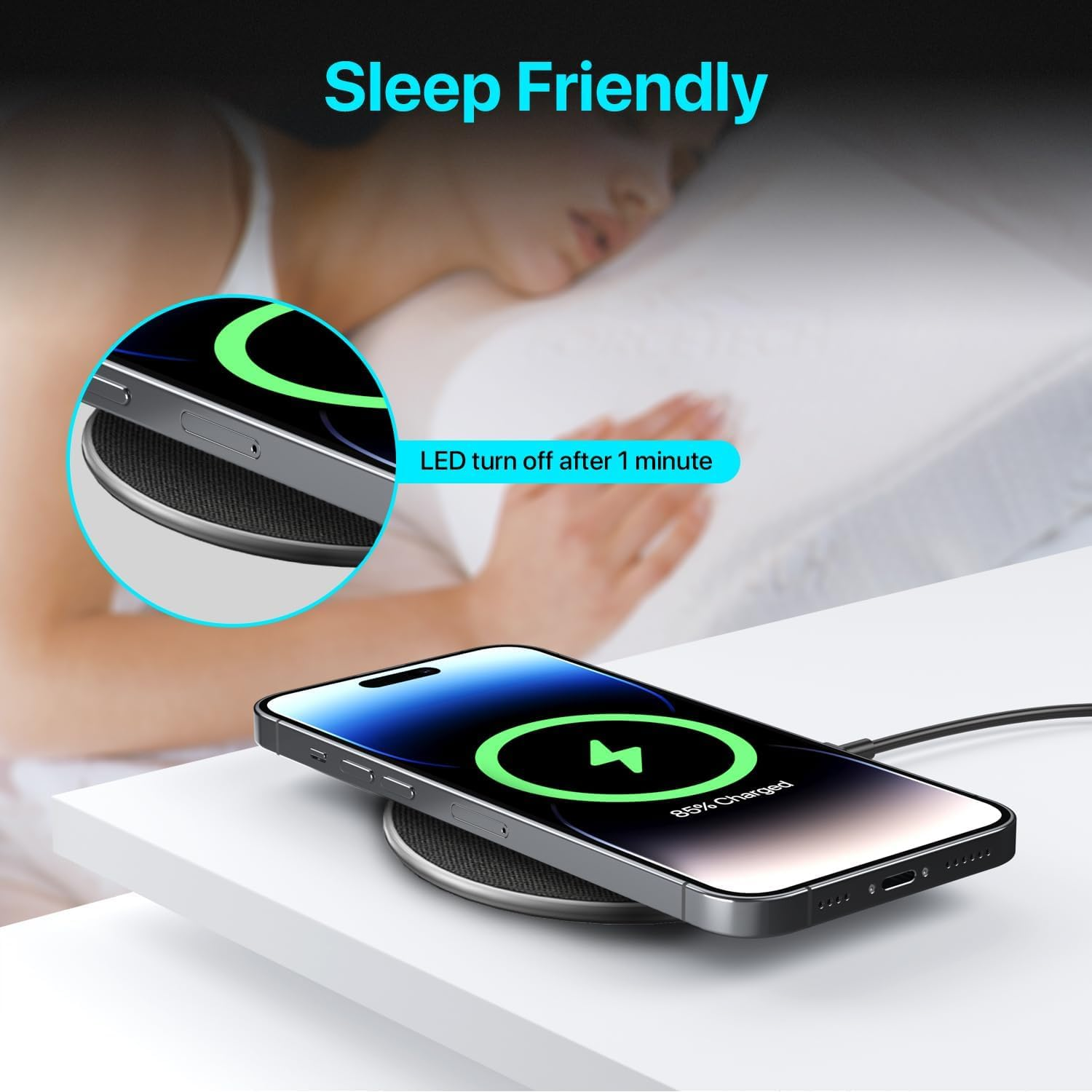Wireless Charging Pad 20W, Fast Wireless Charger Wireless Phone Charger Compatible with Iphone 12/13/14/15/16, Inductive Charging Station Compatible with Samsung Galaxy S24/S23/S22/S21/Google Pixel image number 6