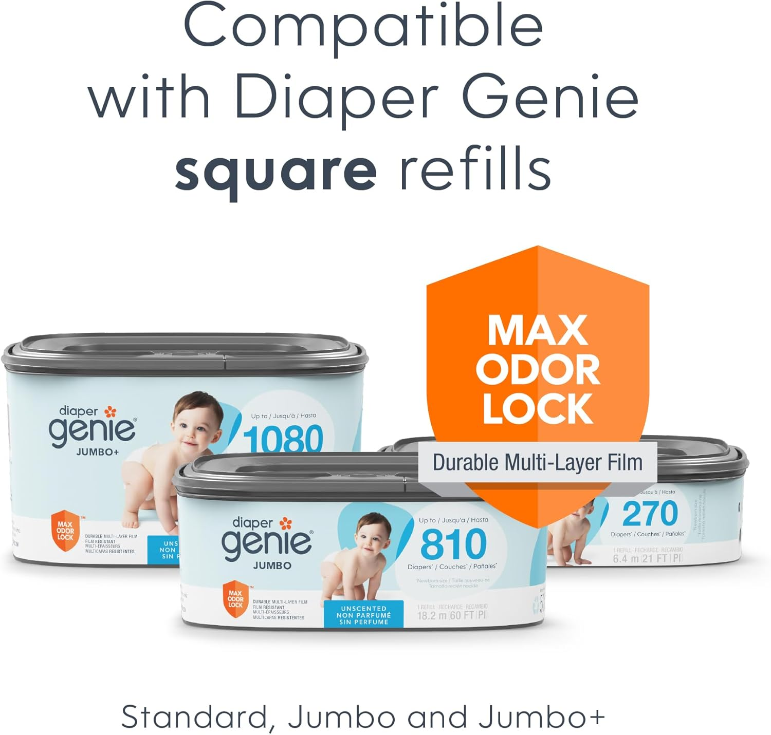 Diaper Genie Classic Gift Set | Baby Registry Must-Have | Odor Control with Push-N-Lock | Refill Supply for up to 1,245 Newborn Diapers image number 2