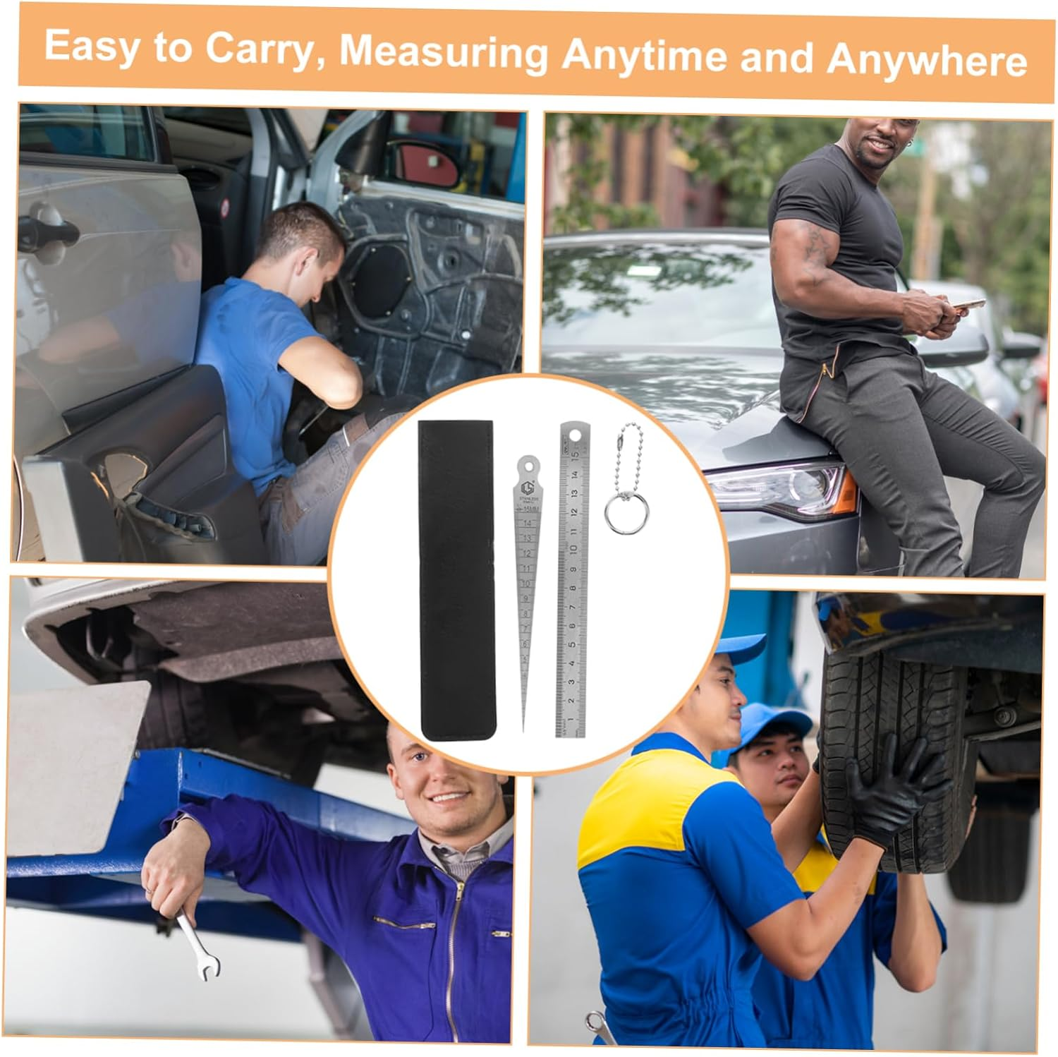 JUMPLAWN Gap Measuring Ruler Stainless Steel Feeler Gauge Automotive Tool for Door Gap Spark Plug Measurement image number 5