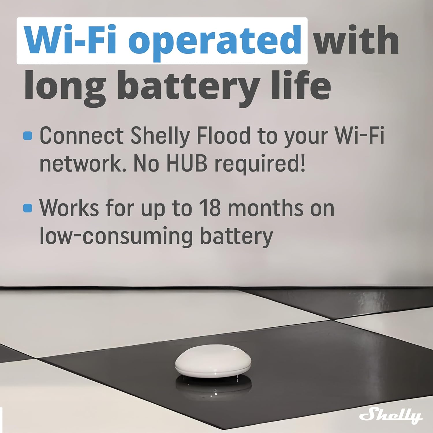 Shelly Flood | Wireless Flood Sensor with Temperature Measurement | Home Automation | Ios Android App | Dripping & Leaking Alarm | Floor Heating Control | Compact Design | Easy to Use image number 3