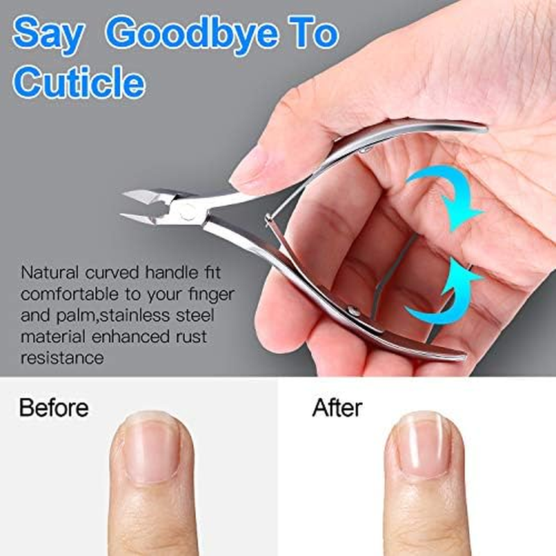 8 Pieces Cuticle Nippers Stainless Steel Cuticle Trimmer Pointed Blade Cuticle Cutter Clipper Dead Skin Remover Scissors Manicure Tools for Fingernails and Toenails