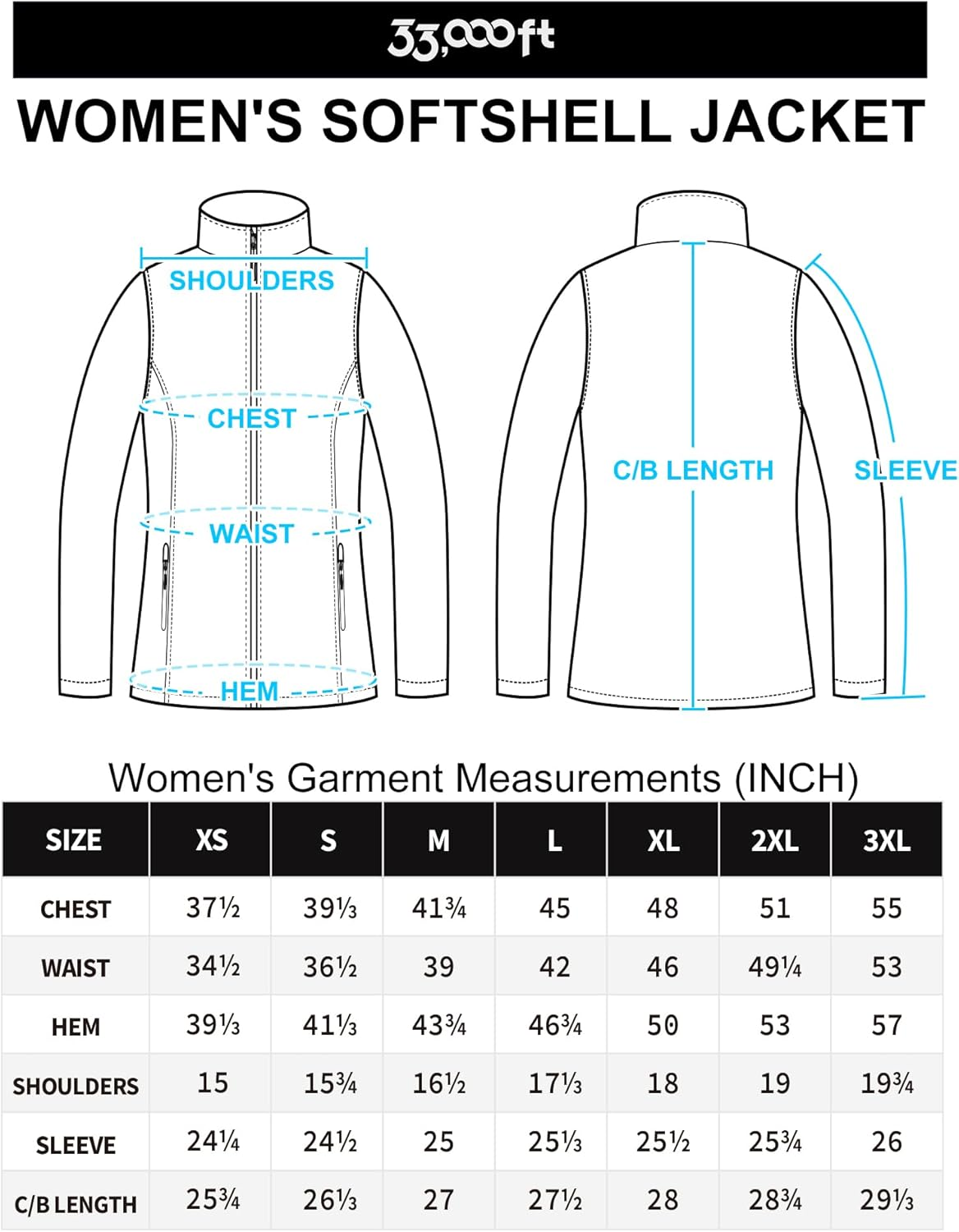 33,000Ft Women'S Softshell Jacket Warm Fleece Lined Windbreaker Lightweight Waterproof Rain Jacket for Running Golf Hiking image number 3