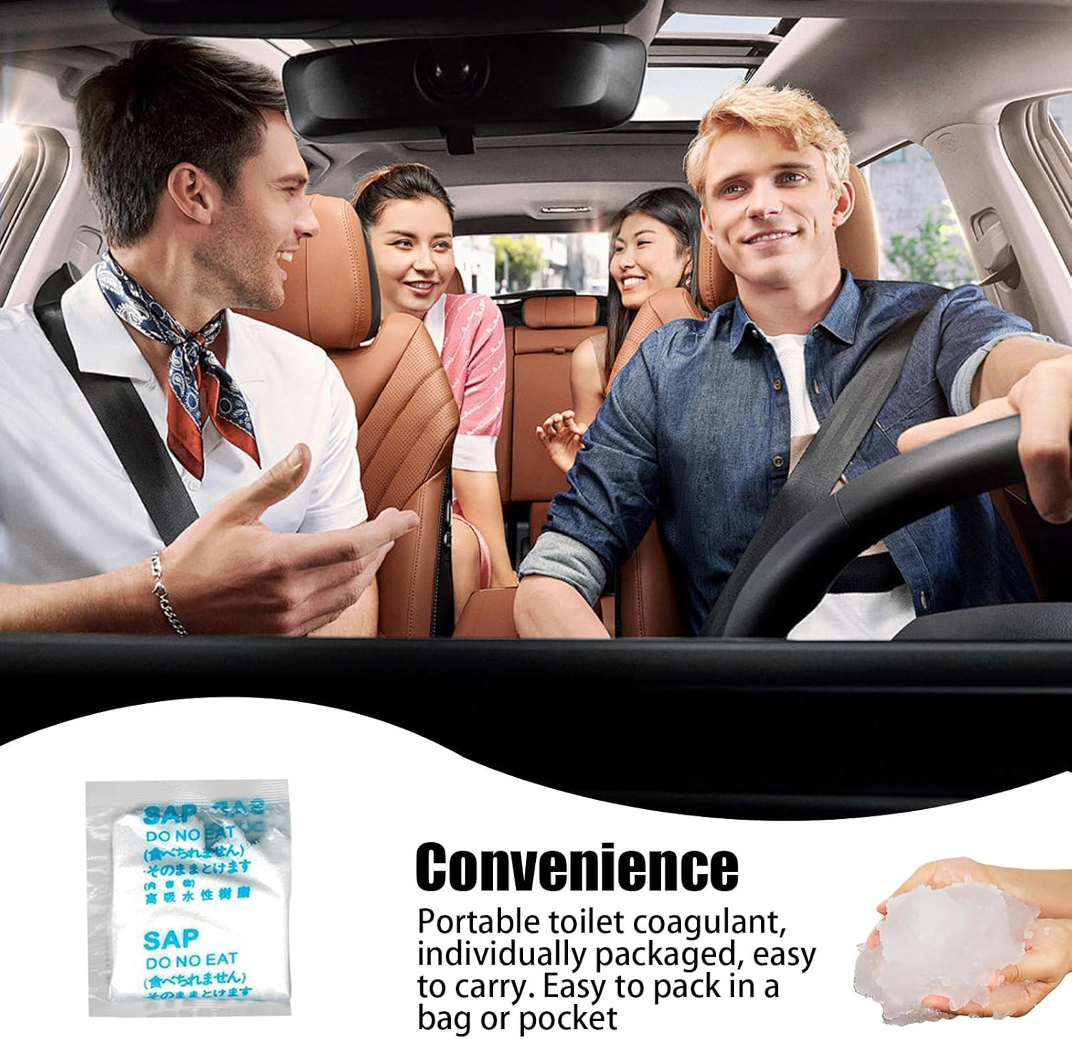 Urine Absorbent Powder | 50Pcs Poo and Urine Absorbent Gel | Deodorization Liquid Waste Gelling Tool for Camping, Fishing, Traveling, Hiking image number 3