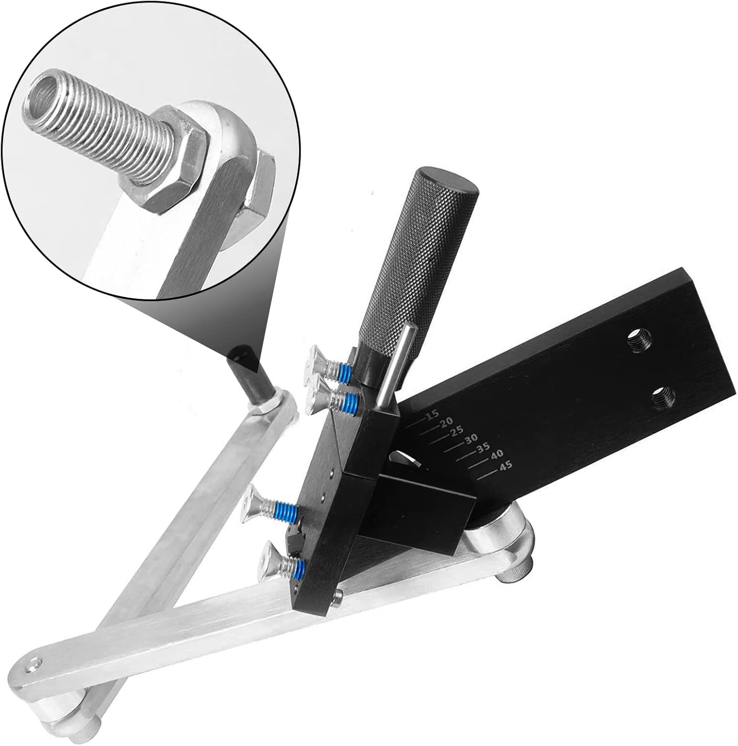 Lawn Mower Blade Sharpener Adjustable 15&deg;-45&deg; for Straight and Standard Lawnmower Blades Ergonomic Home & Commercial Sharpening Balancer Bracket (Black,5005) - Blue image number 6