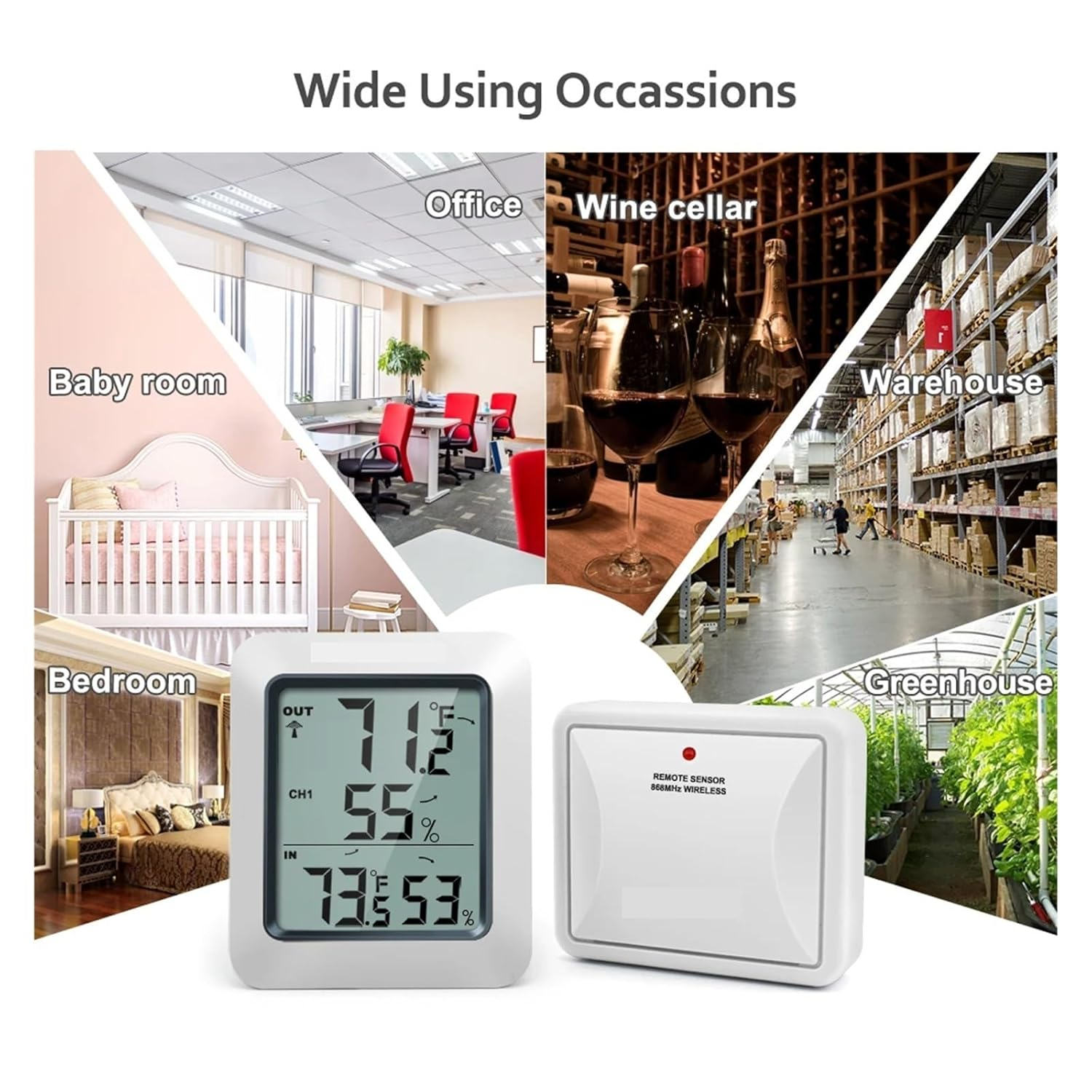 60M Wireless Digital Indoor Outdoor Thermometer Hygrometer Weather Station for Home image number 1