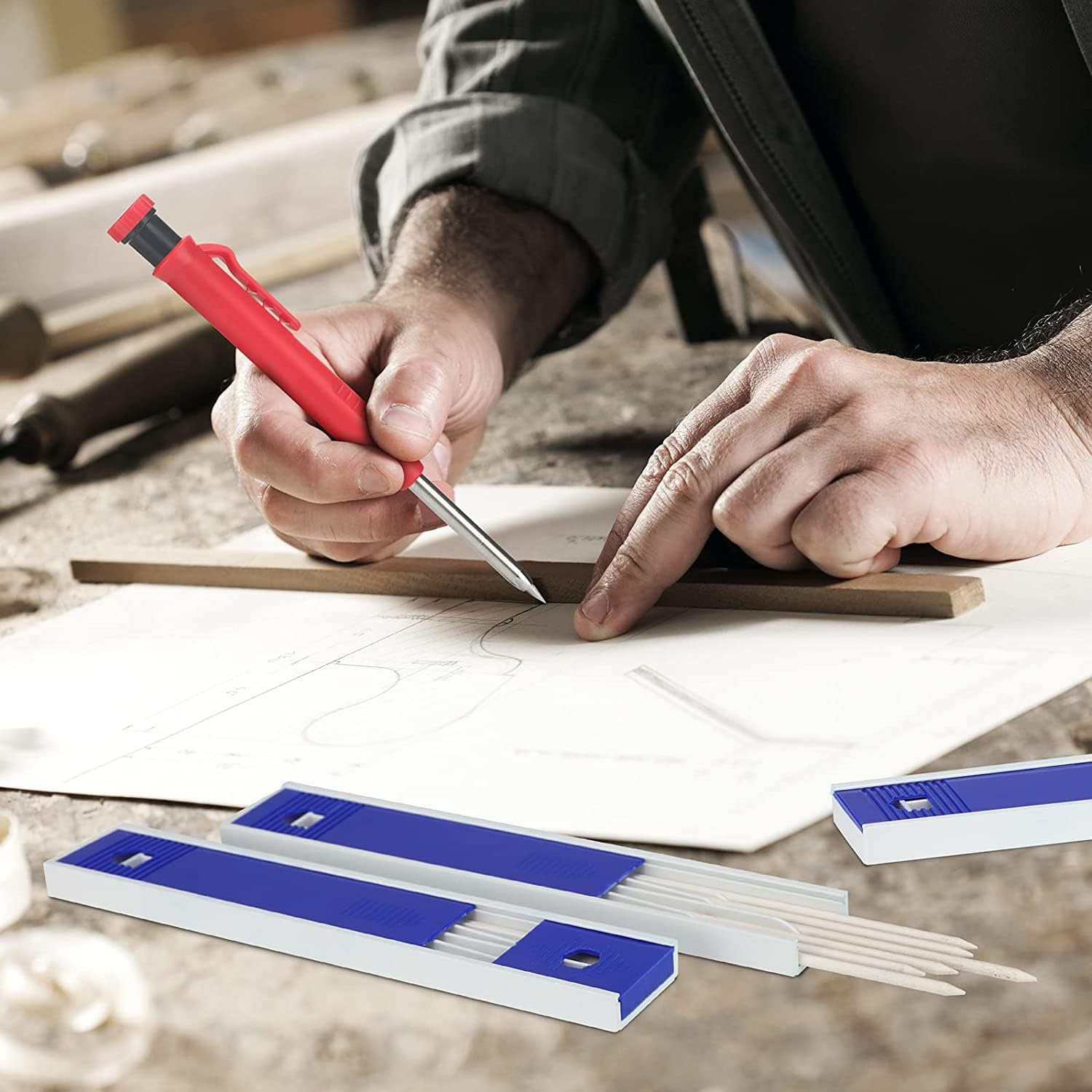 Veumoie 24 Pieces Carpenter Pencil Lead Refills Drawing Refill 2.8 Mm White, Solid Mechanical Pencils Refill Replacement image number 4