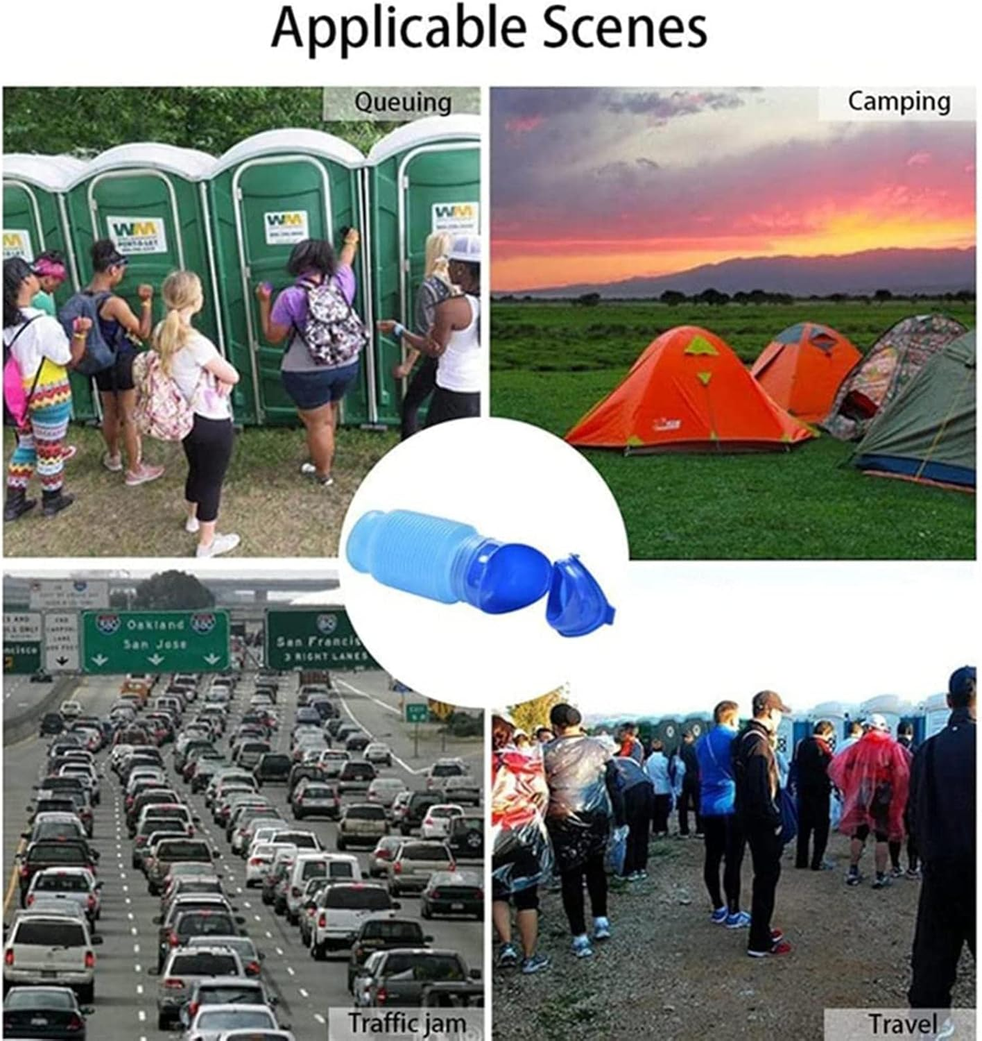 2PCS Men&rsquo;S Pocket Toilet, Emergency Urinal Portable and Reusable Outdoor Shrinkable Urinal, Unisex Portable Mobile Toilet Potty Pee Urine Bottle for Camping Travel Traffic Jam and Queuing