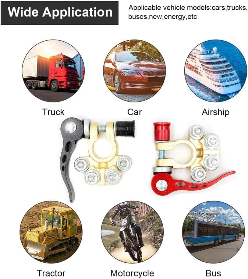 1 Pair Quick Release Battery Terminal, Battery Terminals 12V, Car Battery Terminal Connector Pure Brass, Battery Terminal Connectors with Anti-Corrosion Pad for Car, Caravan, Truck image number 4