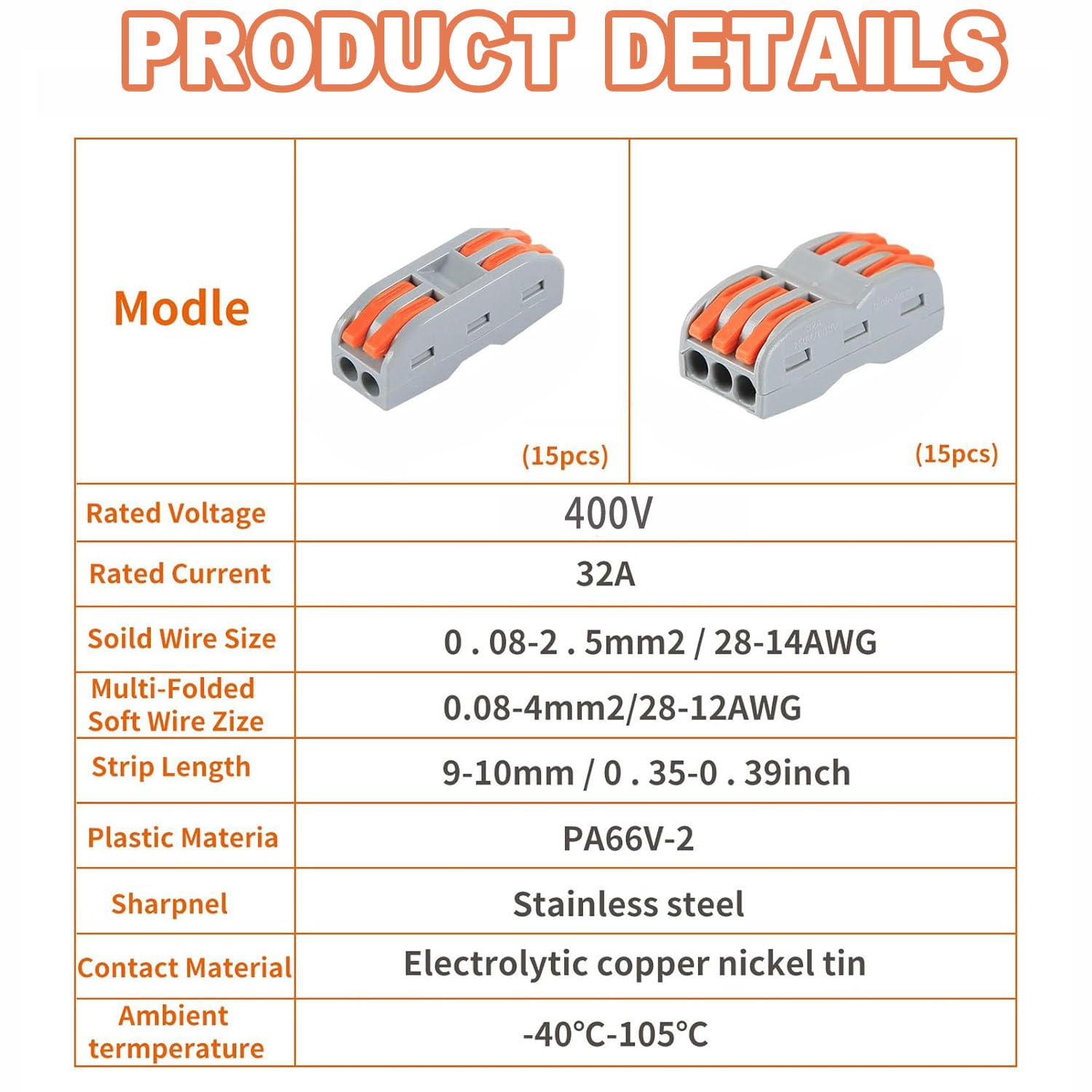 BEANPRECOY 30Pcs Compact Wire Conductor Connector Terminal Block Aigreat Lever Nut Assortment Conductor Wire Connectors Circuit Inline Splices Electrical Butt Terminal Connectors for 28-12 AWG PCT-2-3 image number 5