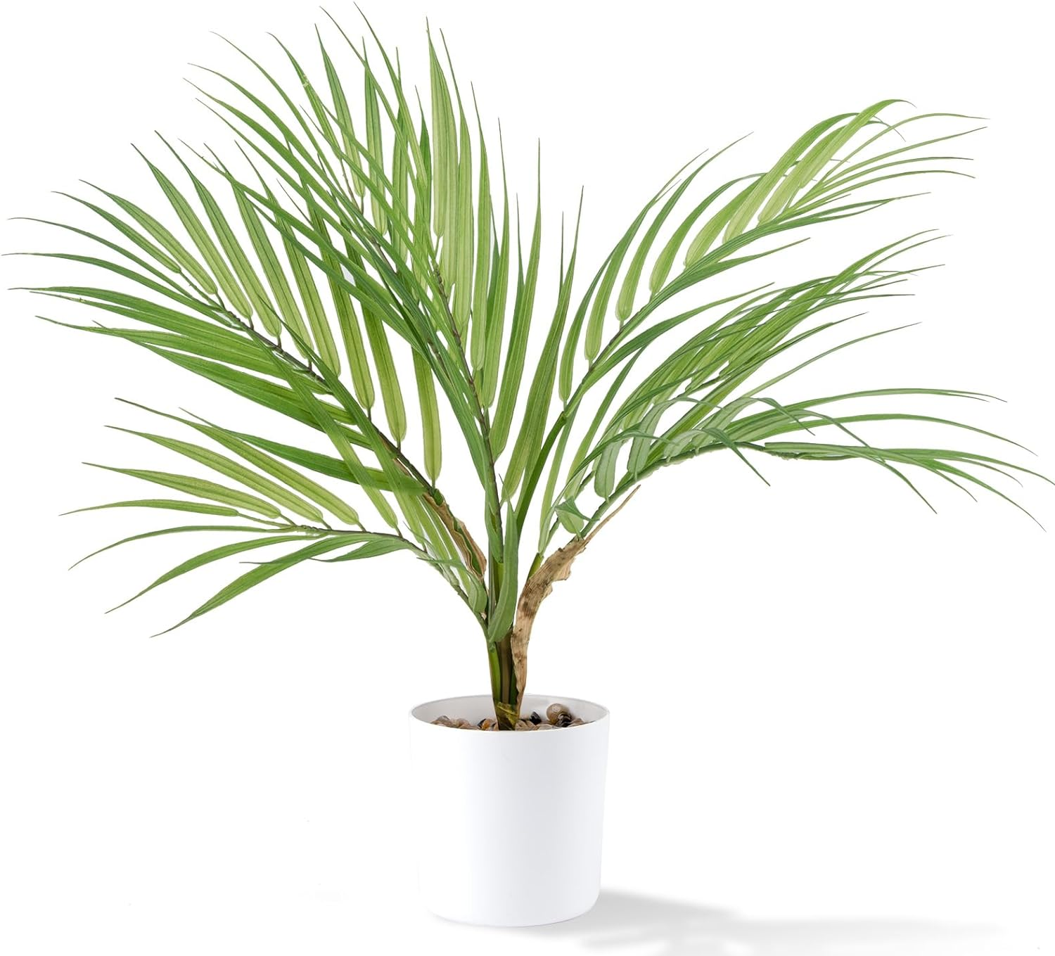 Tonjin 16" /40Cm Artificial Plant Indoor Small Fake Potted Plant Artificial Areca Palm Pot with Planter, House Plant Artificial for Home Office Farmhouse Bedroom Desk Kitchen Windows Decor image number 2
