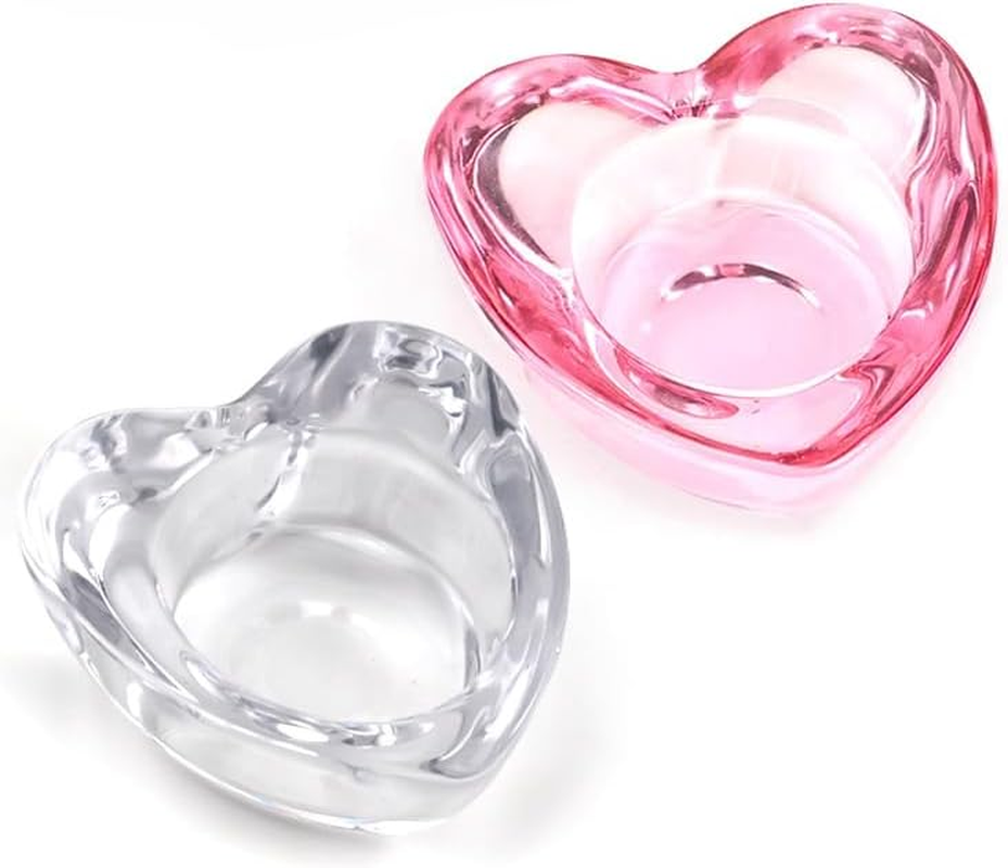 Nail Art Crystal Cup, Thickened Uncovered Wash Pen Cup, Pink High Transparency Heart-Shaped Glass Cup, Nail Art Tools (Pink) image number 4