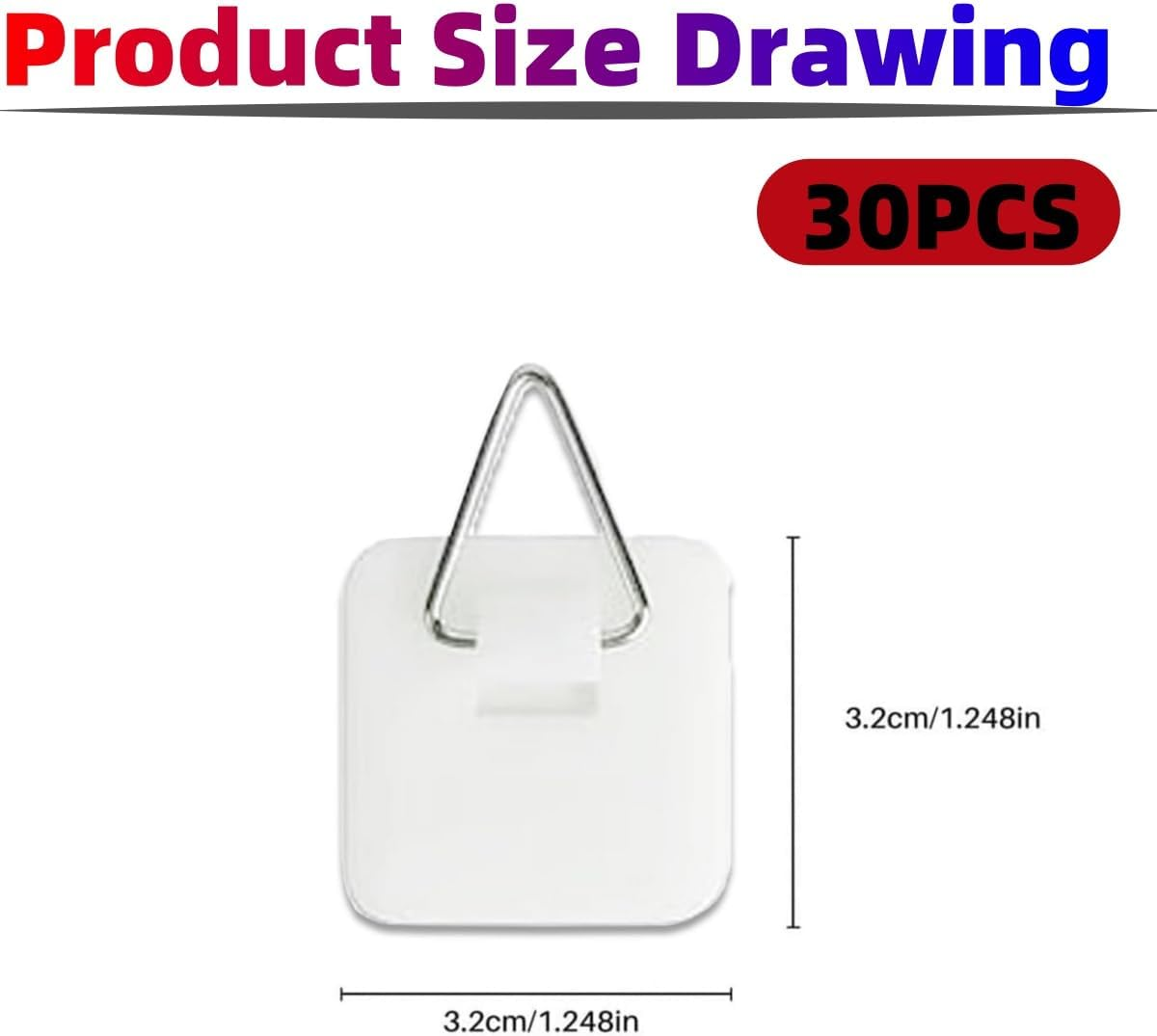 30PCS Self-Adhesive Board Hanger,1.25 Inch Square Invisible Board Hanger Adhesive Vertical Board Hanger, Wall Board Hanger Display Rack, for Photo Frames, Wall Art Decoration (White) image number 1