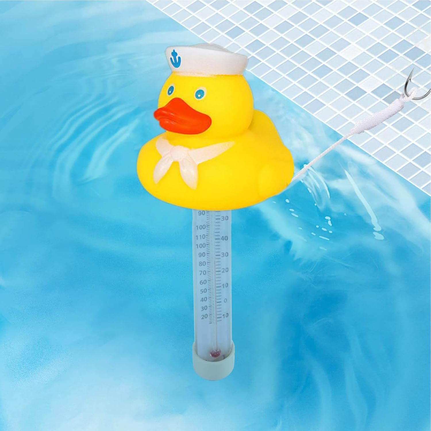 Floating Pool Thermometer, Cute Duck Design Hot Tub Thermometer, Large Size Accurate Readings for Water Temperature with String for Aquariums, Swimming Pools & Spas - Duck image number 3