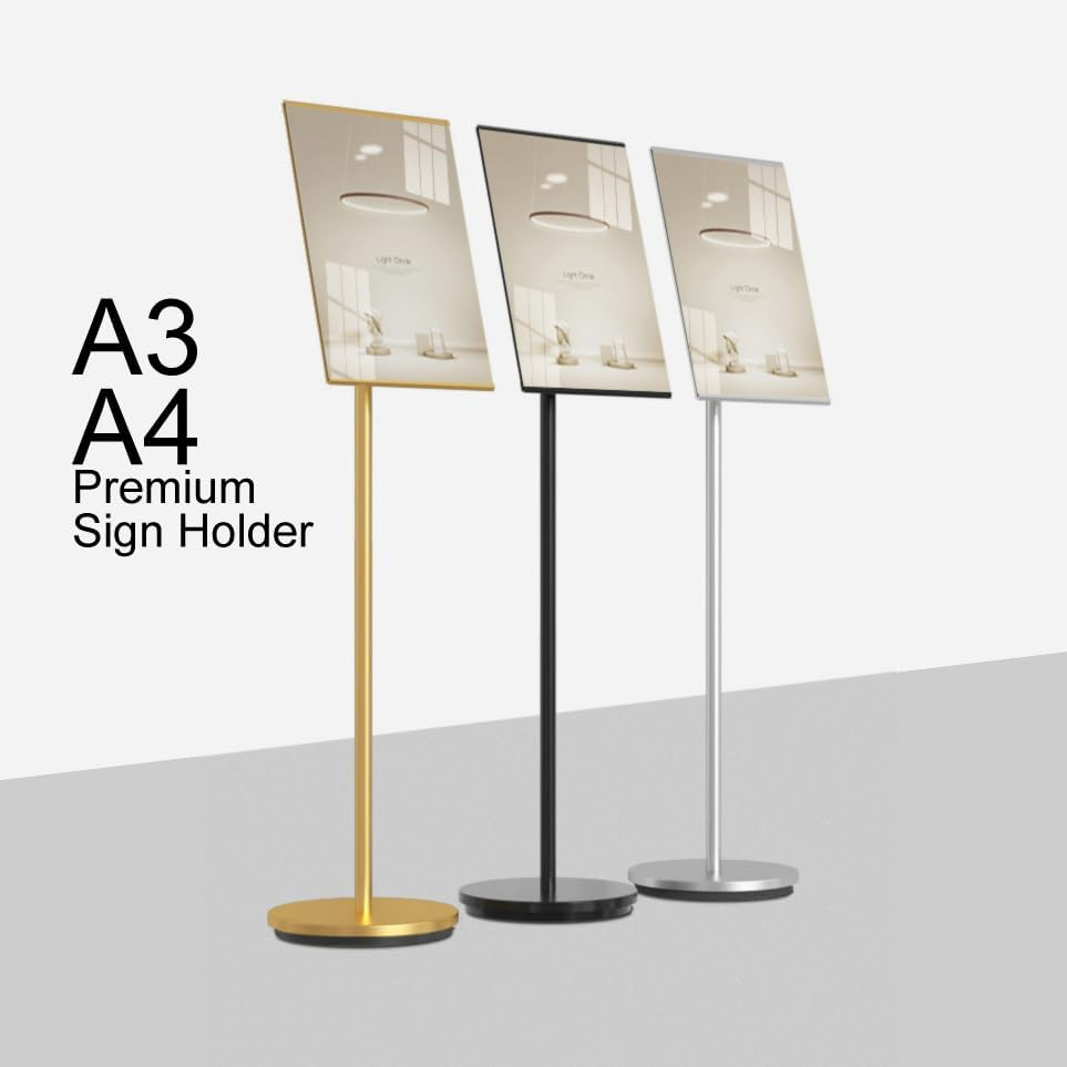 A3 A4 Premium Floor Poster Stand Business Menu Display Foyer Pedestal Sign Holde (BLACK, A4) image number 6