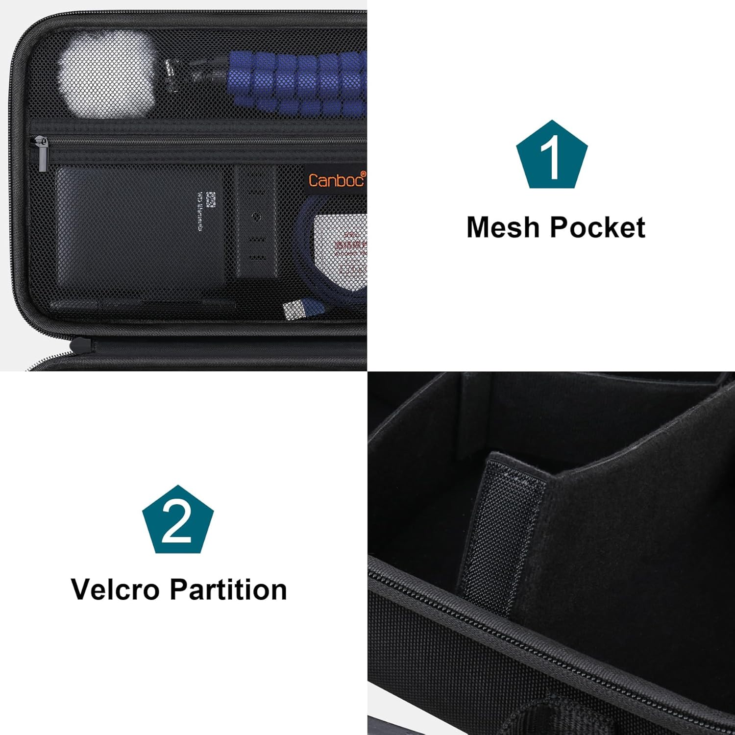 Canboc Carrying Case for Canon EOS Rebel T7/ R50/ R50 V/ R6 Mark II/ R100/ R8/ R7/ R5/ 90D/ 5D Mark IV DSLR Camera and 18-55Mm Lens, Camera Bag with 5 Pieces of Dividers and Shoulder Strap, Black image number 4
