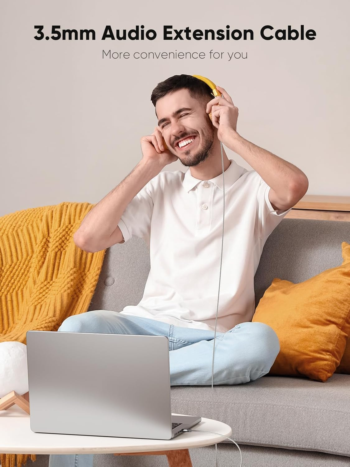 Cablecreation 20FT/6M Aux Cable, 3.5Mm Male to Male, Hi-Fi Sound, Cotton Braided, Tangle-Free, Compatible with Headphone, Speaker, Tablet, Laptop, Echo, Phone & More