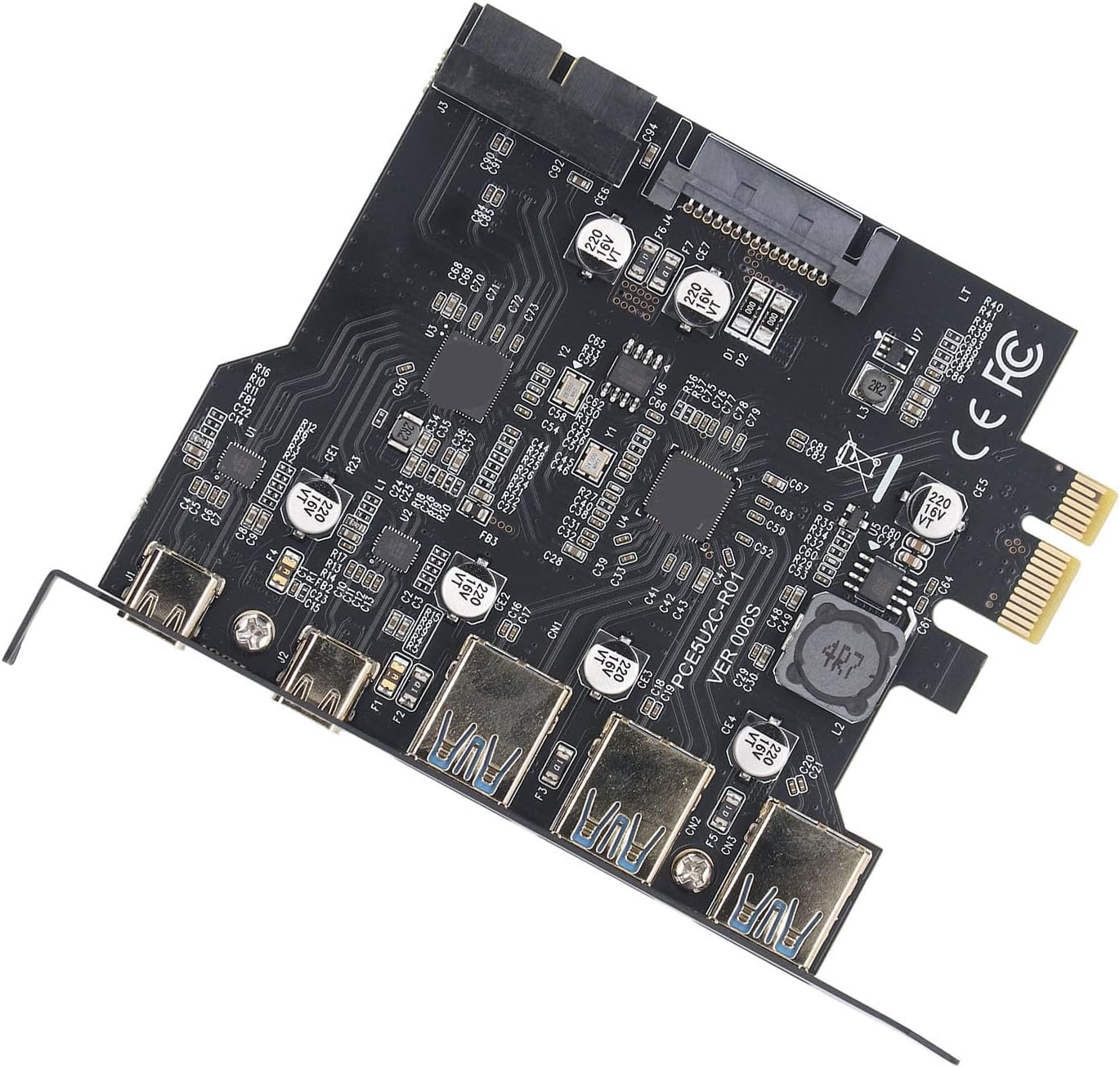 Pcie to USB 3.2 Gen 2 Card, 20 Gbps Bandwidth, 3 USB Type a and 2 USB Type C 5 Ports, PCI Express Expansion Card for Win Linux OS X PC image number 6