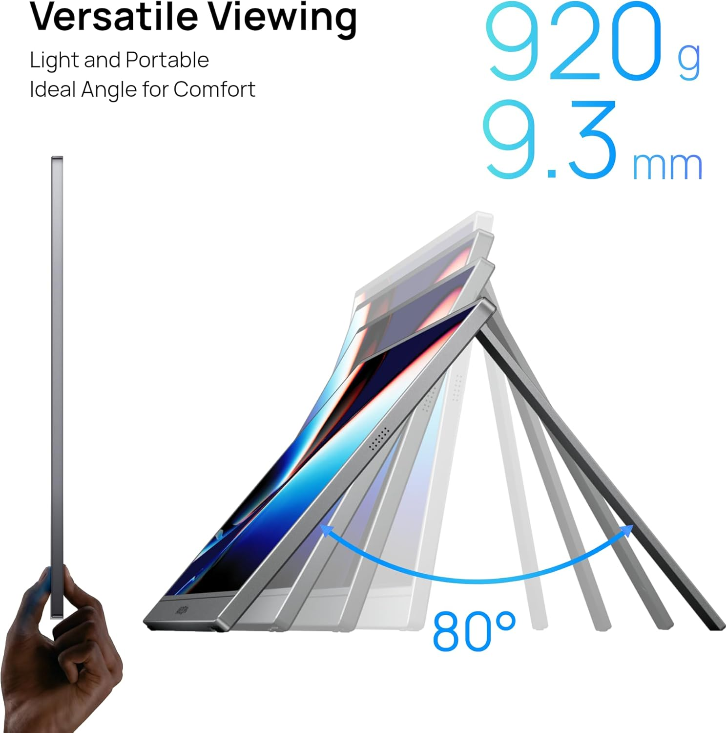 ARZOPA 17.3" Portable Monitor Gray, 1080P FHD 103% Srgb IPS Gaming Monitor Laptop Monitor with Built-In Kickstand HDMI USB C External Screen for PC Mac Phone Xbox PS5 - Z1C Plus image number 3