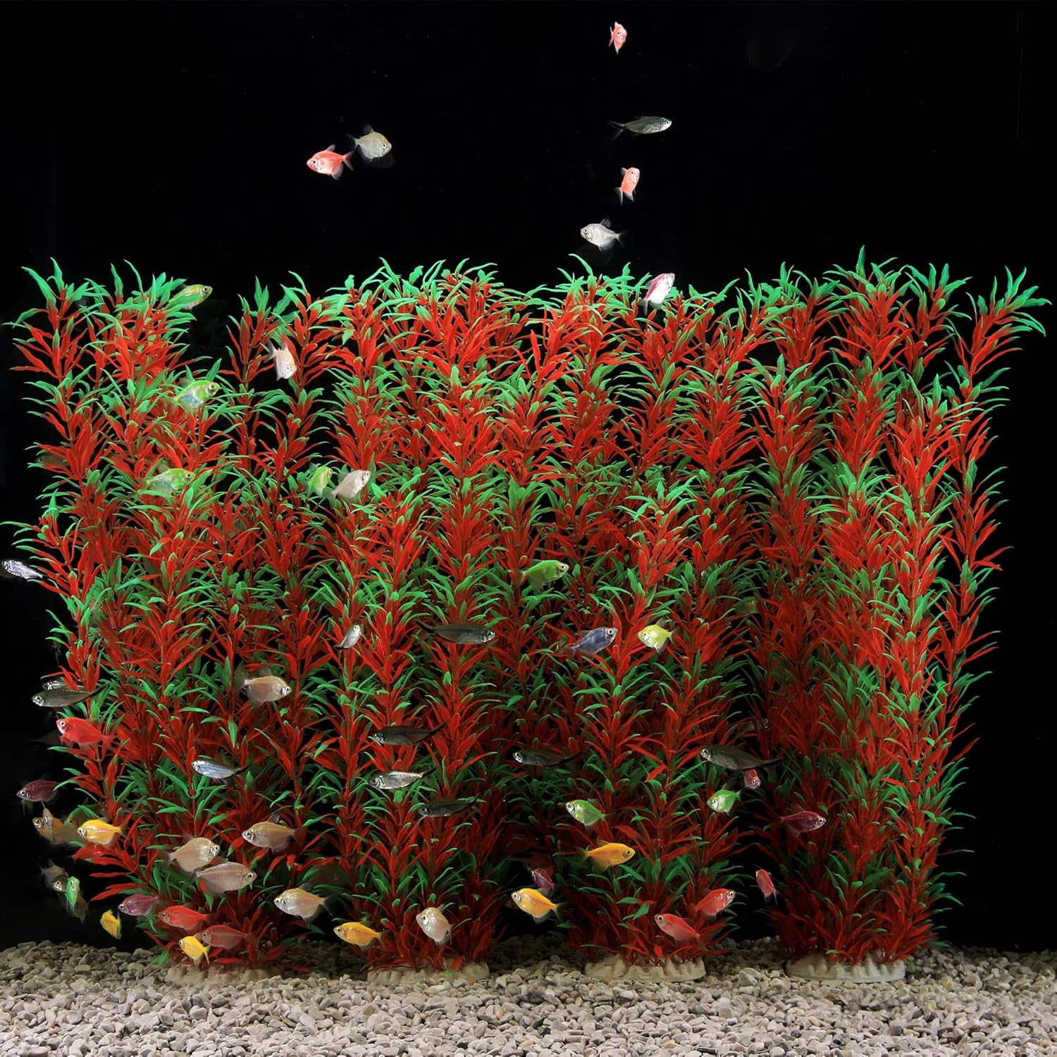 JIHAQUA Aquarium Decor Plastic Plants Extra Large 21 Inches Artificial Fish Tank Plants Tall Fish Tank Decorations (Green 2Pcs) - Wine 2Pcs image number 4