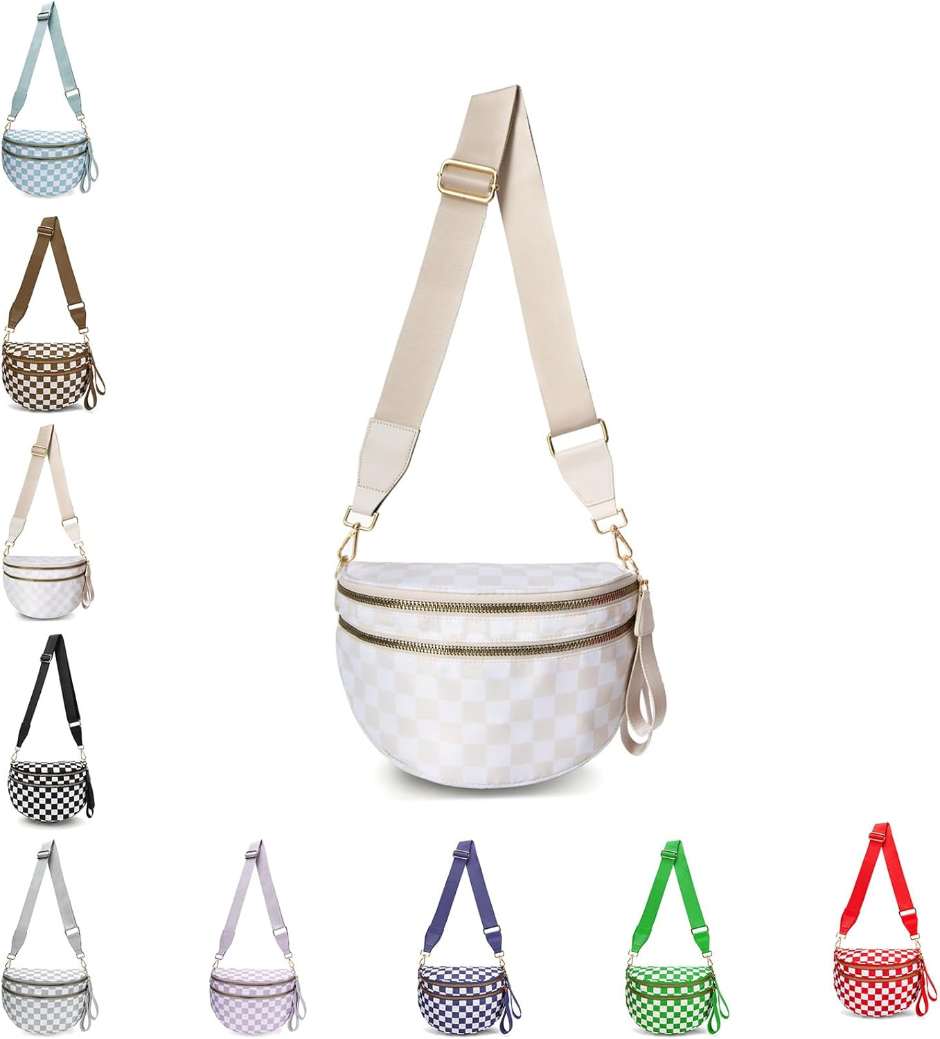 Emmafy Crossbody Bag for Women, Nylon Crossbodys Bags for Women, Fashion Checkered Weaved Crossbody Bag, for Daily Travel