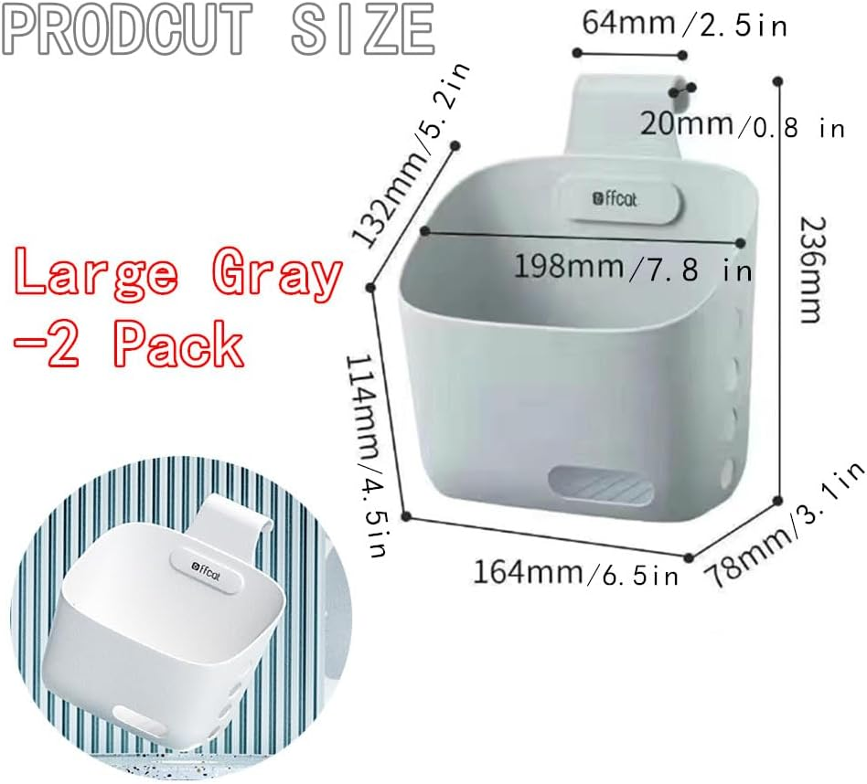 Hanging Basket Kitchen Storage Basket,2Pcs Large Plastic Hanging Basket, Wall Hanging Kitchen Storage Basket,Plastic Space Saving Hanging Basket,Storage Containers Hanging Storage Basket,Large Grey image number 1