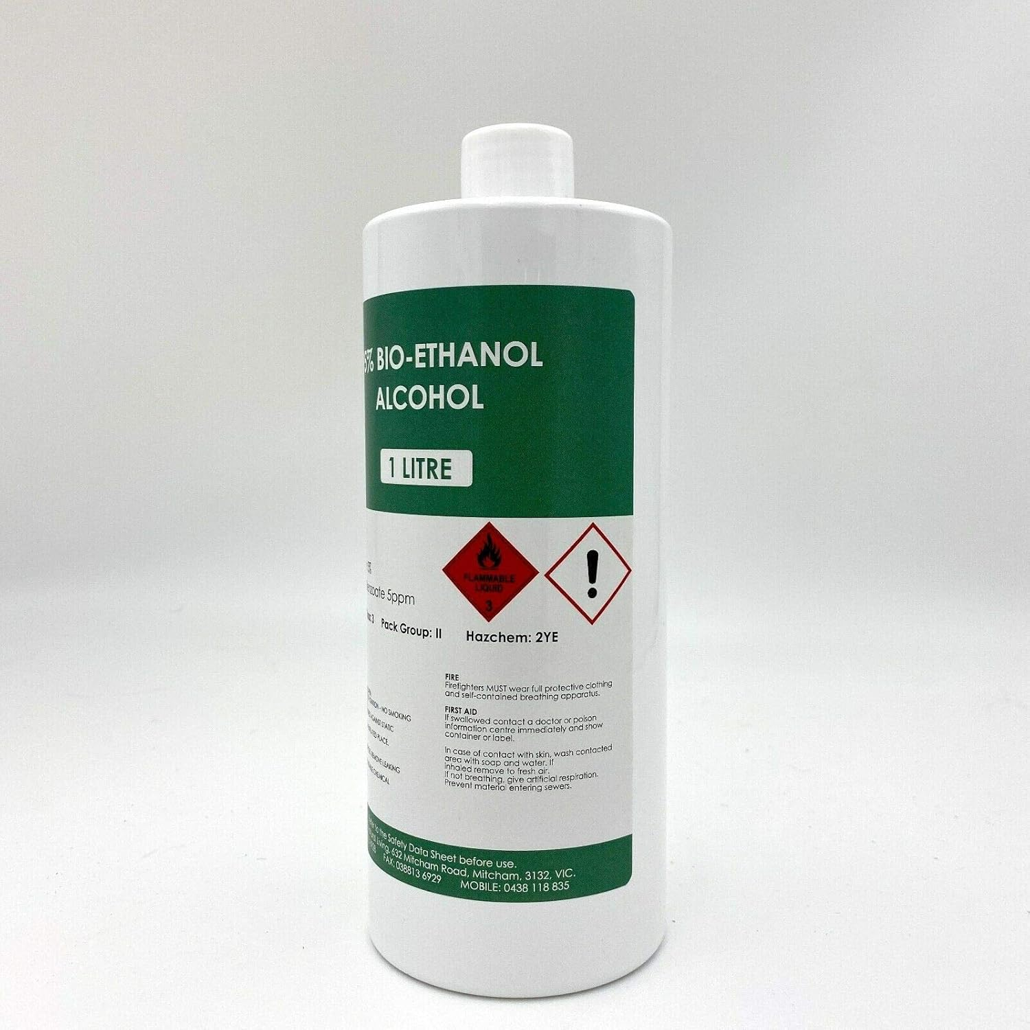 95% Bio-Ethanol Alcohol - 1 Litre - Natural - Ethyl Alcohol - AU Stock