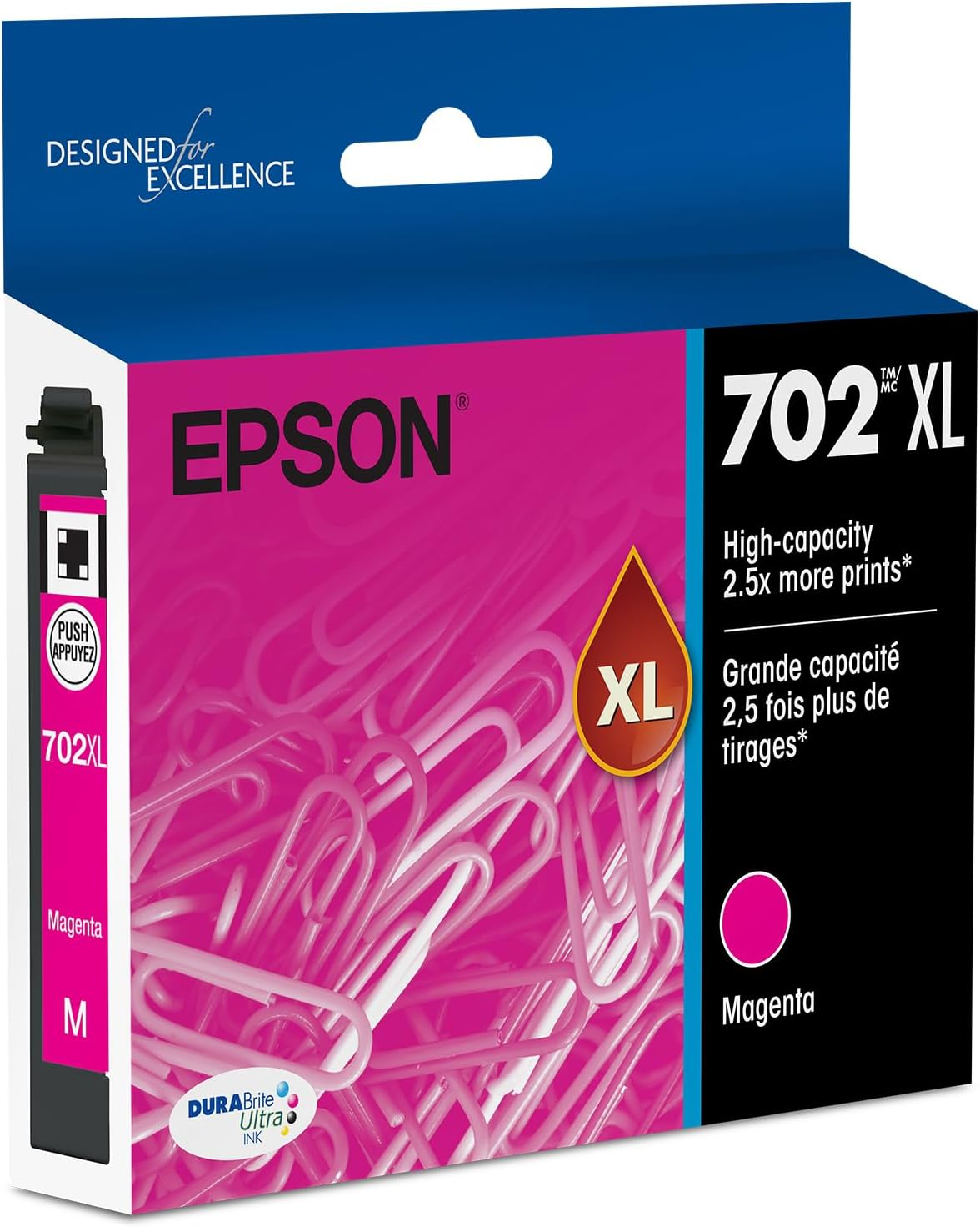 EPSON 702 Durabrite Ultra Ink High Capacity Magenta Cartridge (T702XL320-S) Works with Workforce Pro WF-3720, WF-3730, WF-3733 image number 2