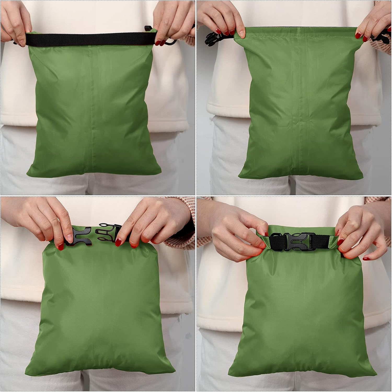 Shappy 6 Pcs Waterproof Dry Bag Set 6 Sizes Lightweight Sacks and Long Adjustable Shoulder Strap Outdoor Water Proof Keep Gear Dry Bag Stuff Sacks for Backpacking, Boating, Hiking, Camping (Green) image number 5