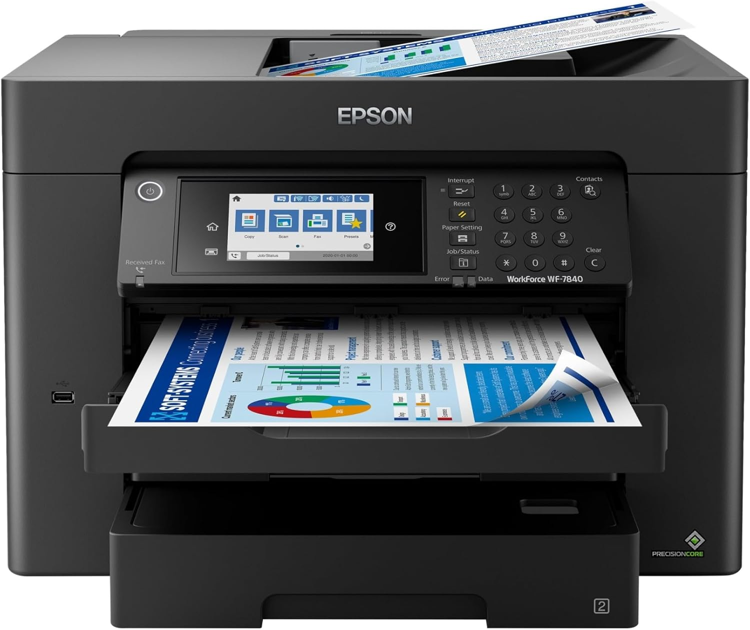 Epson Workforce Pro WF-7840 Wireless All-In-One Wide-Format Printer with Auto 2-Sided Print up to 13" X 19", Copy, Scan and Fax, 50-Page ADF, 500-Sheet Paper Capacity, Works with Alexa, Black, Large image number 6