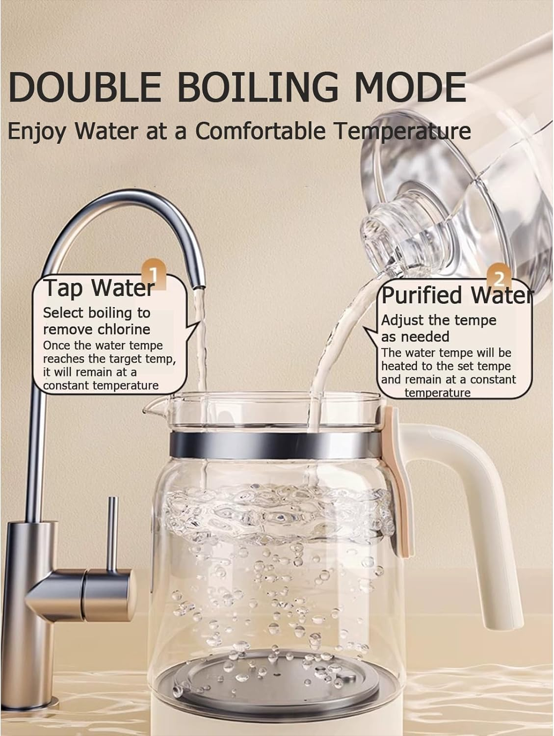 NEW Baby Bottle Warmer, 1.3L Formula Maker with &plusmn;1℃ Precision, 72H Keep Warm, 316 Stainless Steel & One-Key Purification (Chinese Panel) image number 5