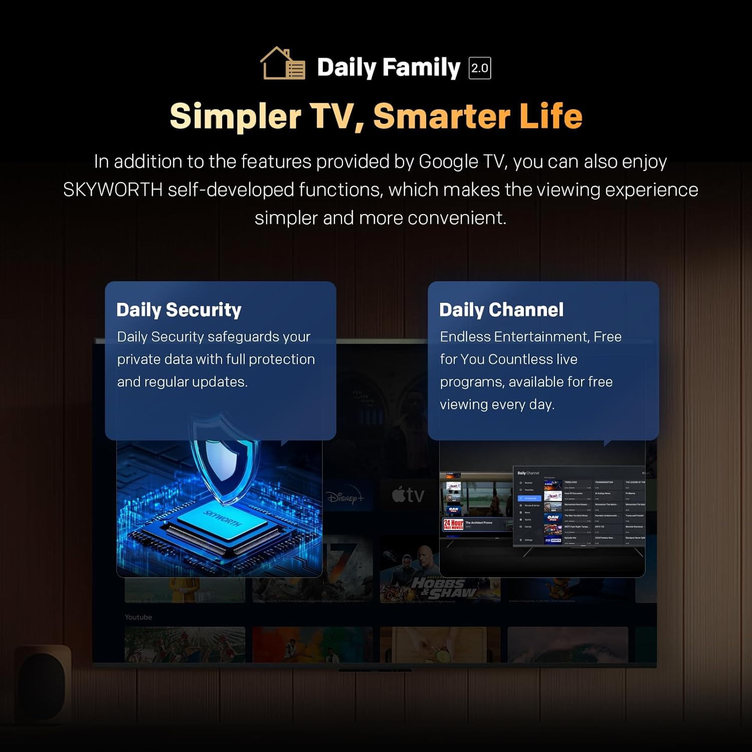 SKYWORTH Q6600H 60" - QLED+ 4K Smart Google TV, Gen 5 Quantum Dot, 120Hz Refresh Rate, Ai-Powered Picture, Dolby Audio Dbx-Tv Audio, Voice Control, Screen Casting, HDR, Eco-Friendly Design