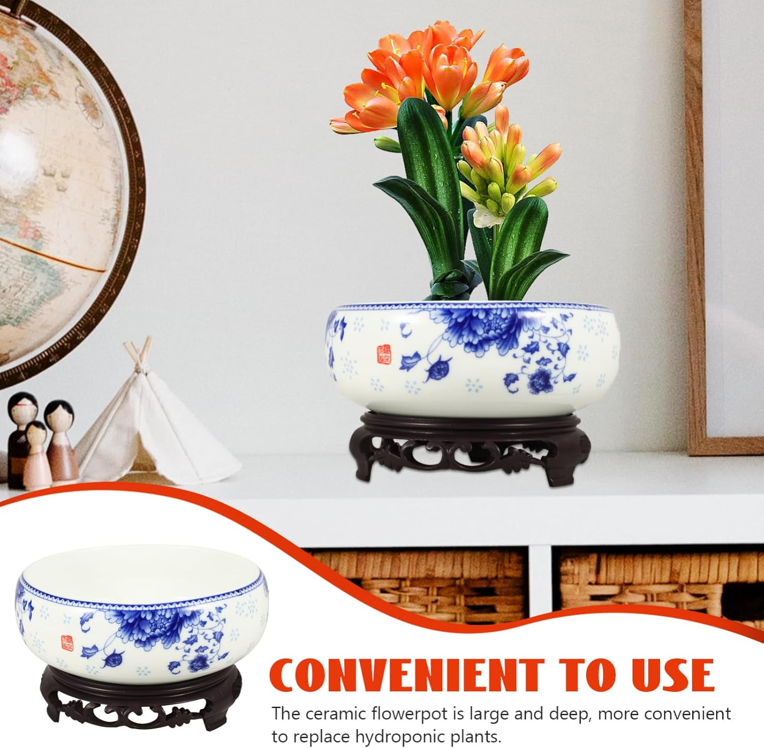 DOITOOL Lotus Bowl Planter Bowl, Water Lily Bowl Lotus Bowls for Planting in Water Indoors, Lotus Planter Bowl for Home Office Garden image number 6