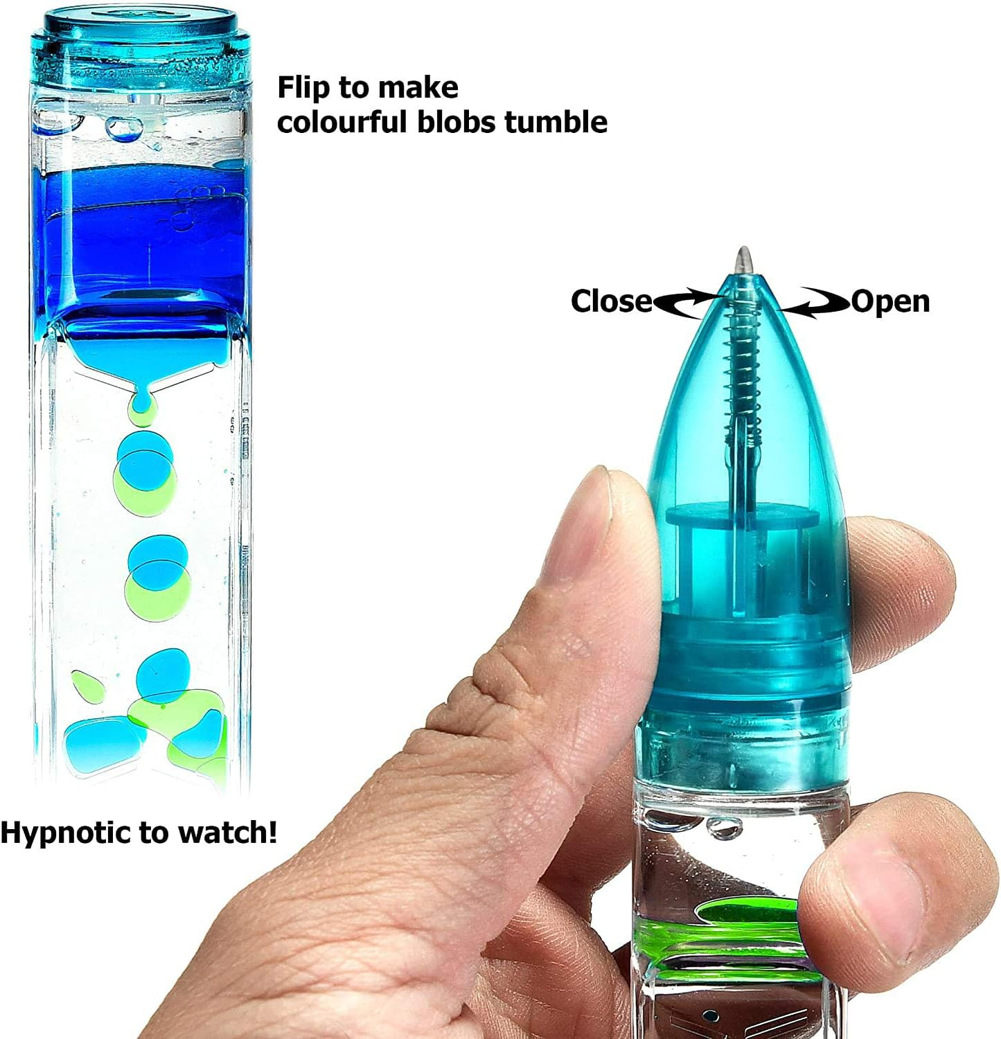 YUE Action Liquid Motion Timer Pen 2 Pack / Liquid Timer Pen / Multi Colored Fidget Pen for for Office Desk Toys, Novelty Gifts ,Novelty Toys (Red+Green) image number 3