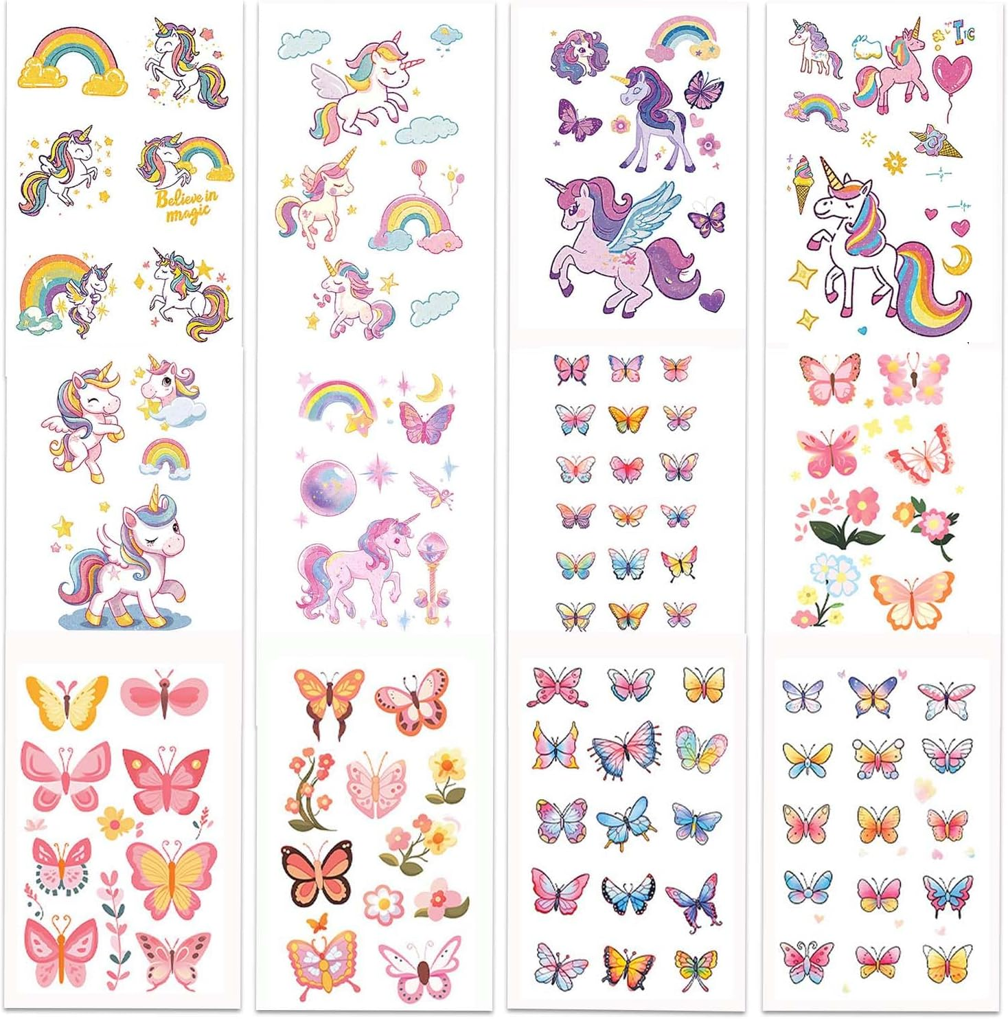 Palumma 12PCS Temporary Tattoo Stickers Set Fun Themed Body Art for Parties Costumes Creative Play Safe Waterproof Fake Tattoos for Dress up Decoration Butterfly(Dinosaur)