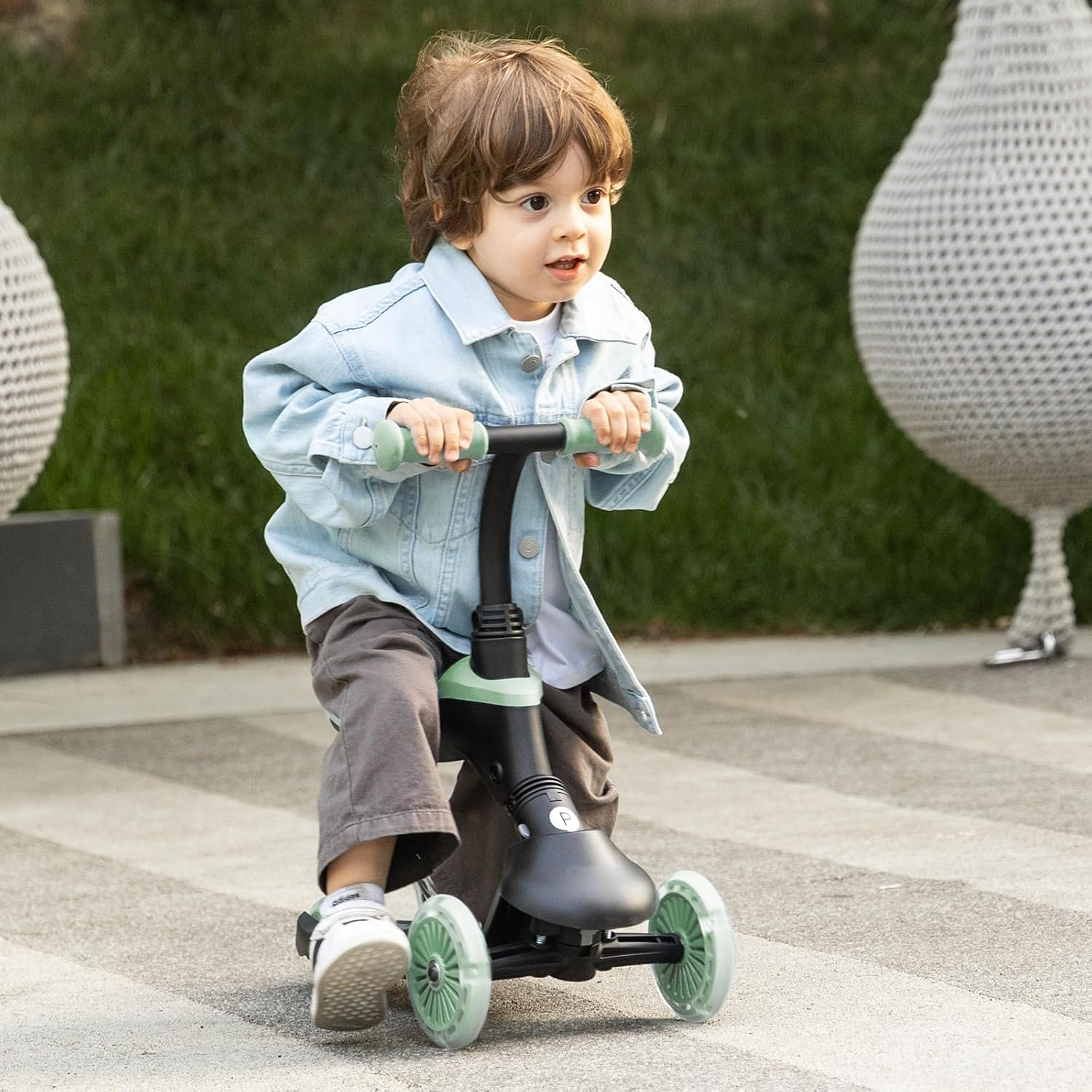 Kids Kick Scooter Ages 1 to 6 | up to 110 Lbs | 3 Wheel Scooter with Adjustable Push Handle Height,Lights on Deck & Wheels,Toddler Ages 2 to 5 Boys & Girls Gifts Ride-On Toys image number 1