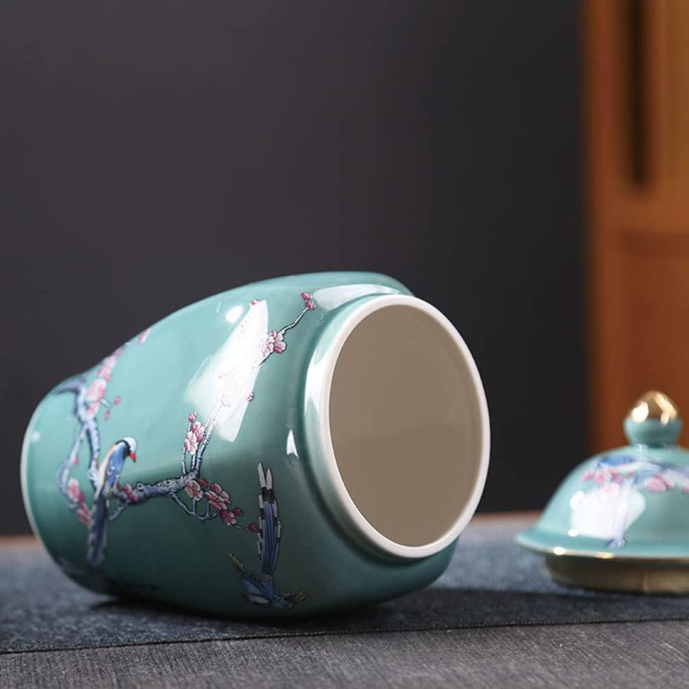 Cabilock Vintage Ceramic Tea Can Sealed Lid Chinese Style Storage Jar Multi-Function Household Tea Container for Home Office Use image number 2