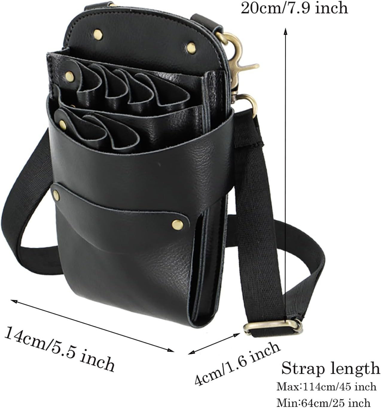 Scissors Bag- Soft Leather Salon Barber Hairdressing Scissor Shears Holster Hair Stylist Tools Bag with Waist Shoulder Belt image number 6